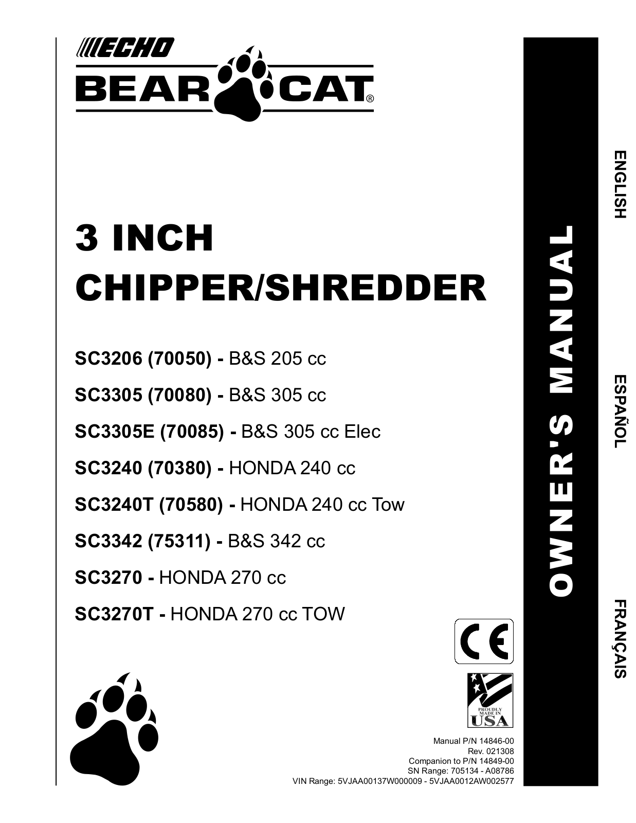 Echo Bear Cat SC3305 User Manual