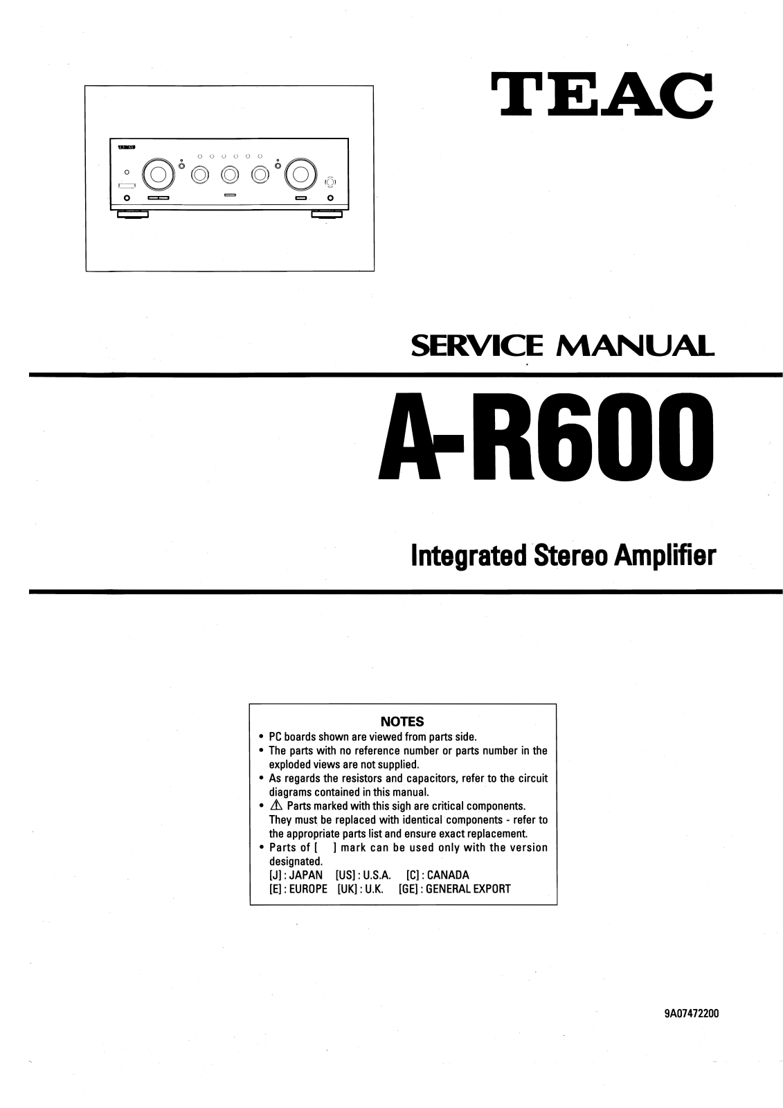 TEAC AR-600 Service manual