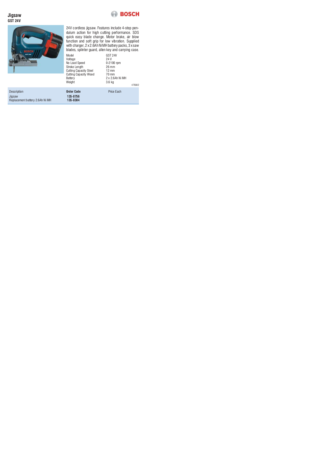 BOSCH GST 24V User Manual