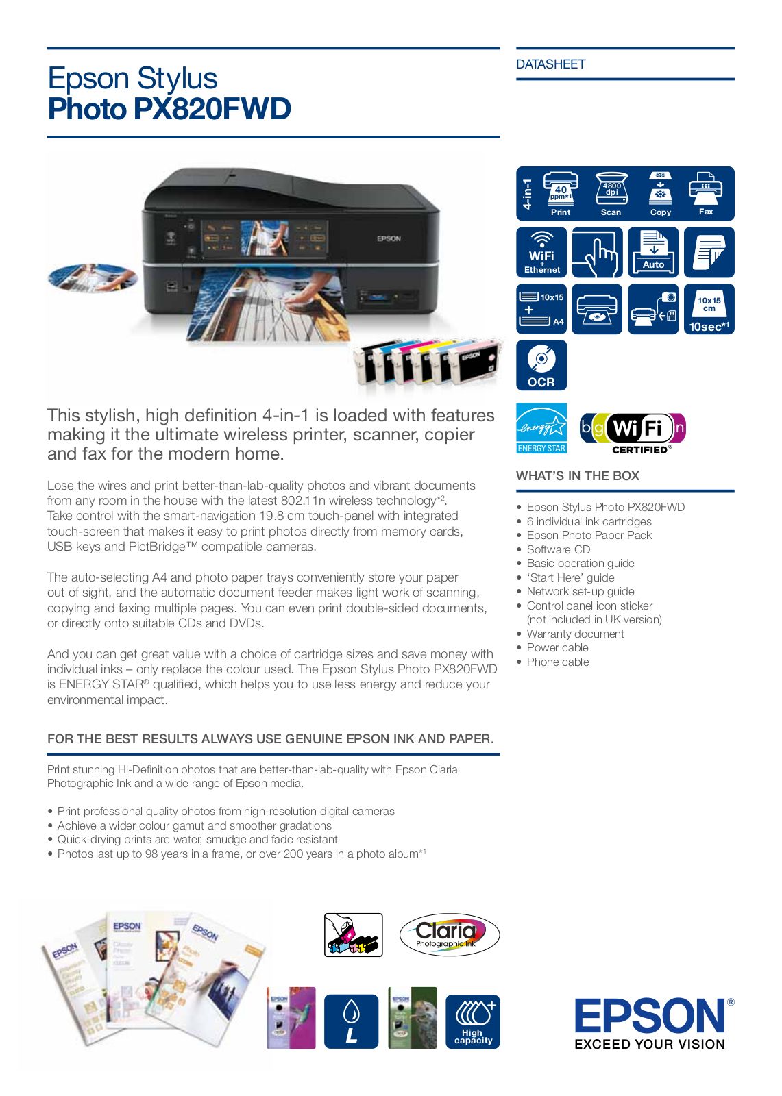 Epson Stylus Photo X820FWD (A4 User Manual