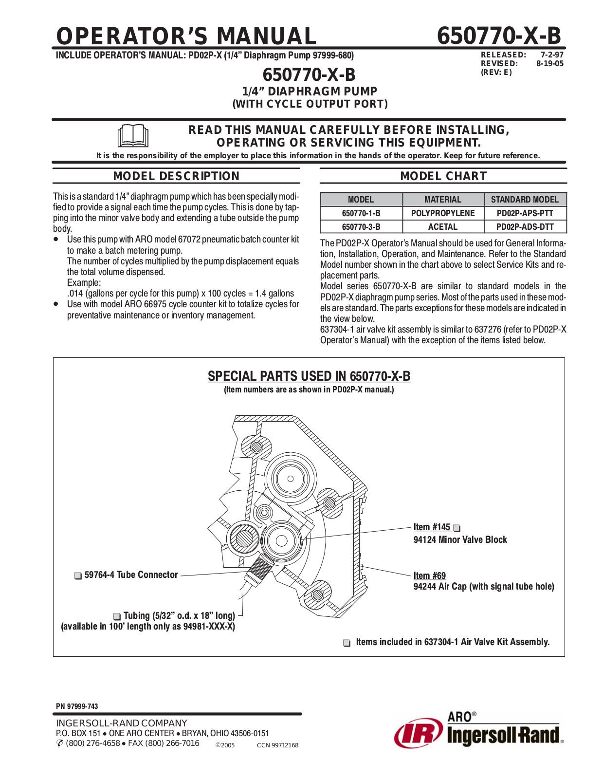 Ingersoll-Rand 650770-X-B User Manual