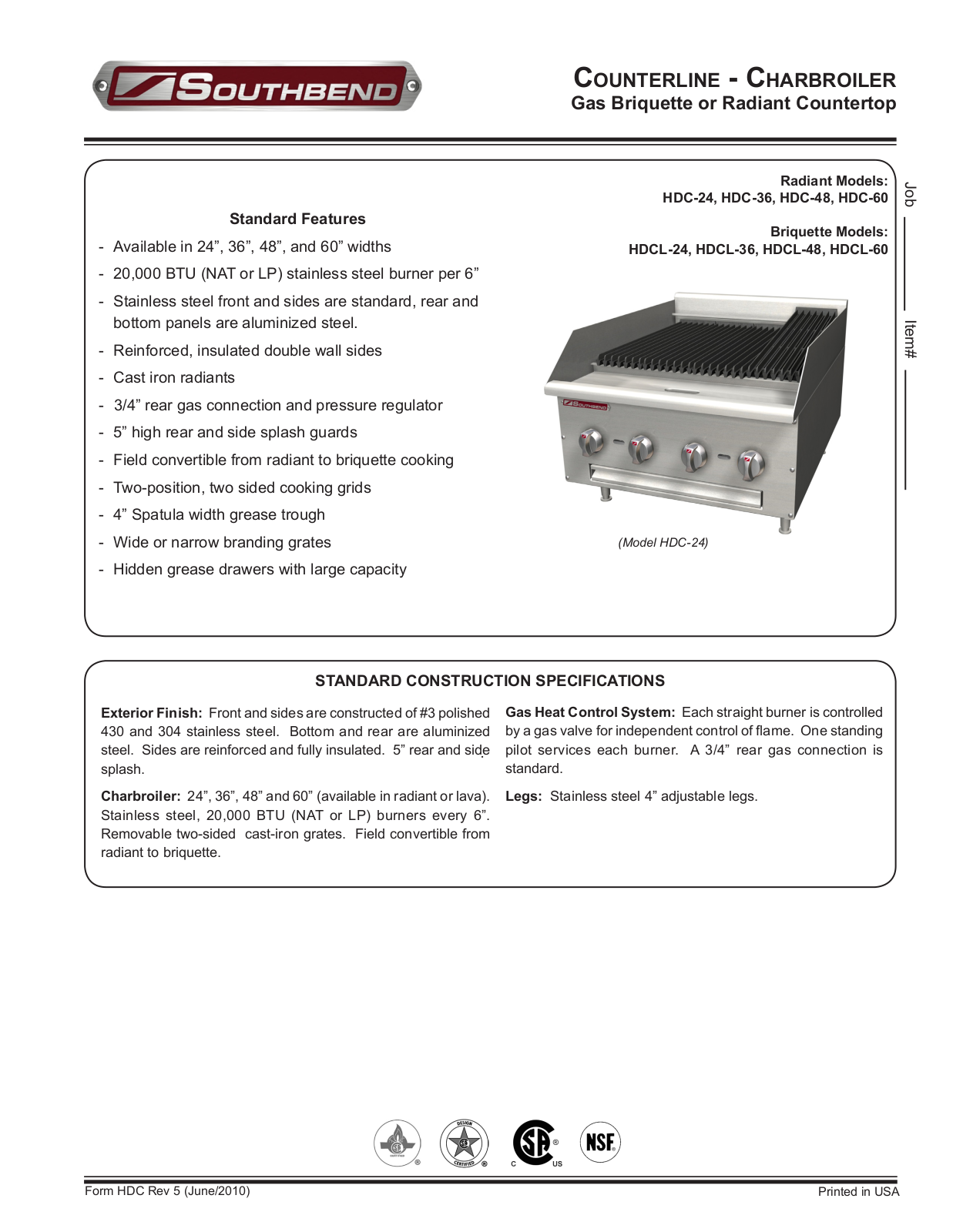 Southbend HDC-36, HDC-48, HDC-60 General Manual