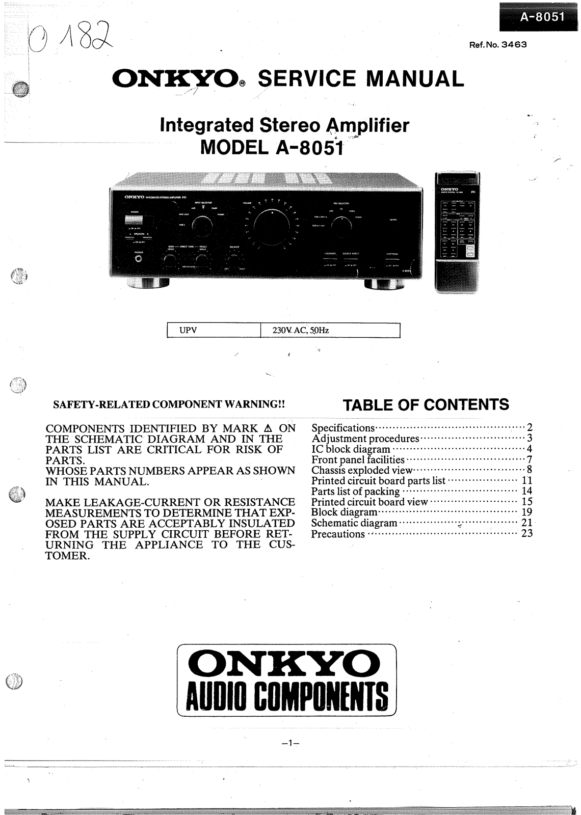 Onkyo A-8051 Service Manual