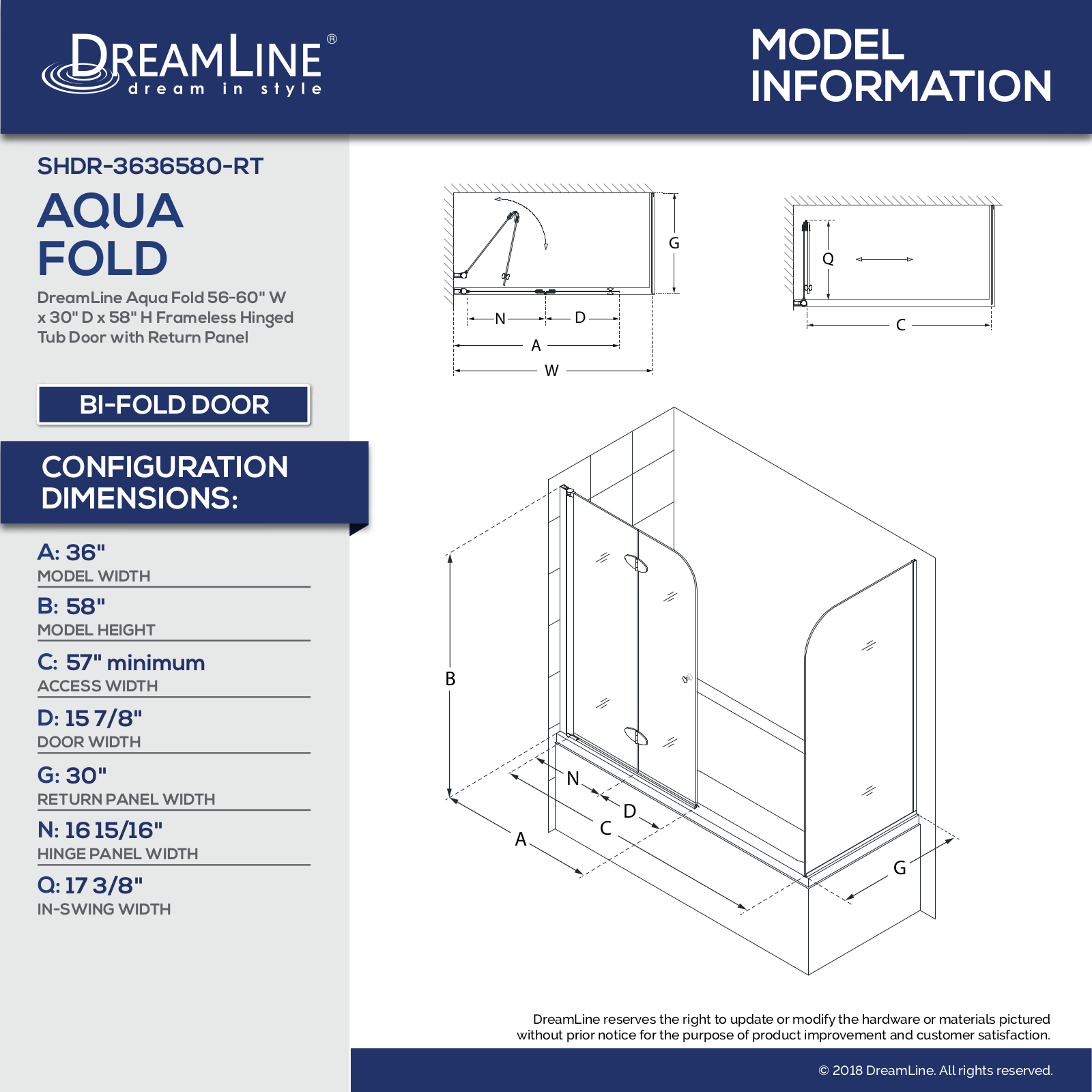 DreamLine DLN2865 Specifications & Dimension - ManualMachine.com
