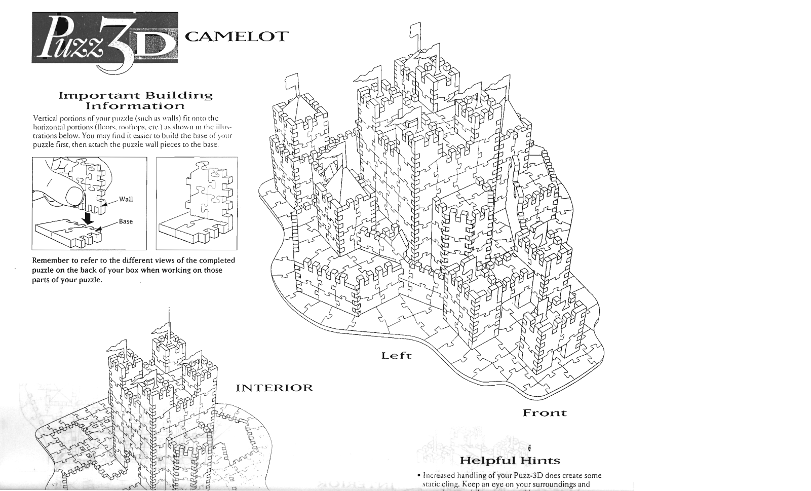 Hasbro PUZZ 3D CAMELOT User Manual