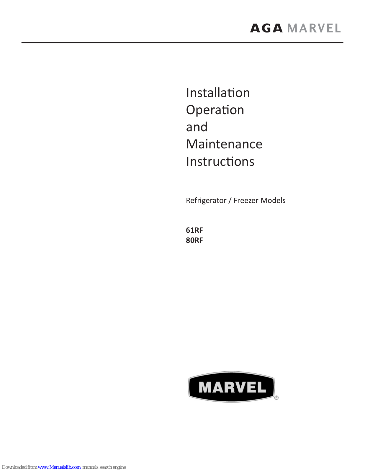 MARVEL 61RF, 80RF-BS User Manual