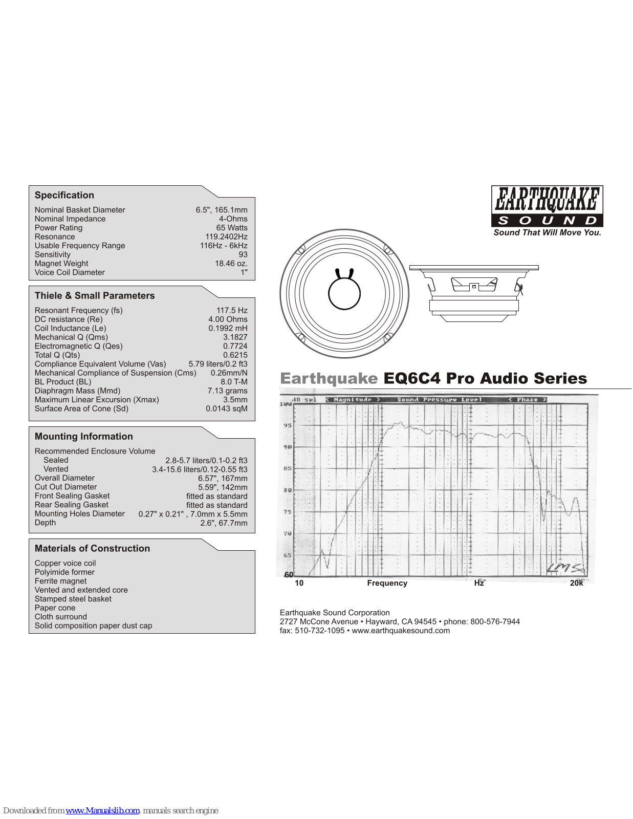 EarthQuake EQ6C4 Specifications