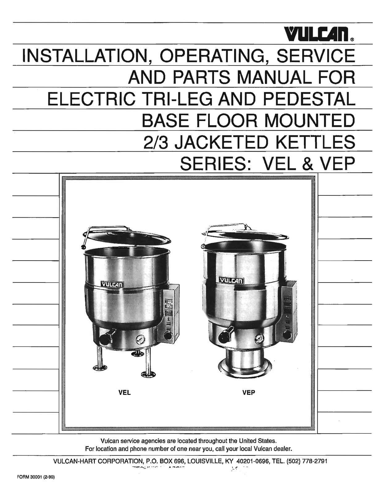 Vulcan Hart VEL, VEP Operation Manual