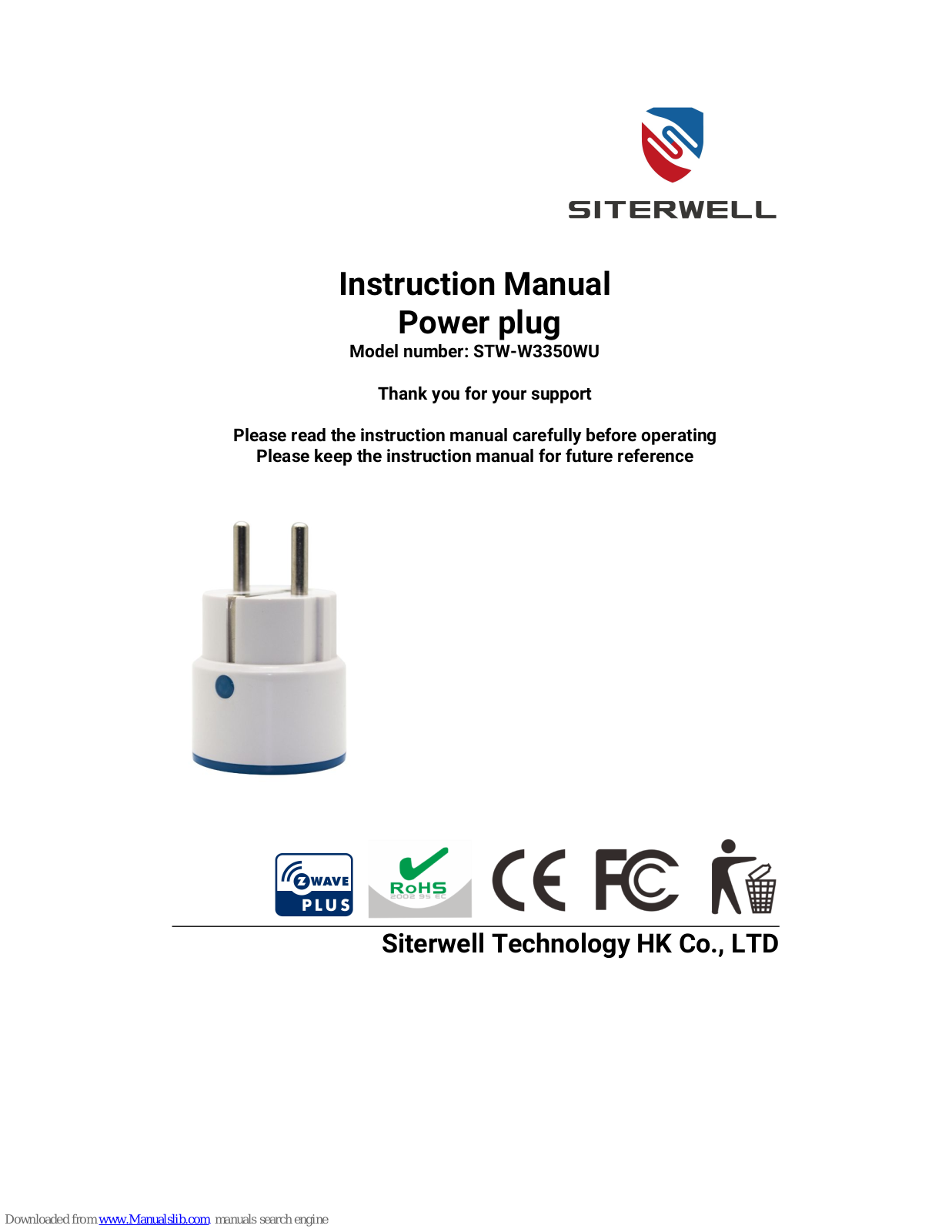 Siterwell STW-W3350WU Instruction Manual