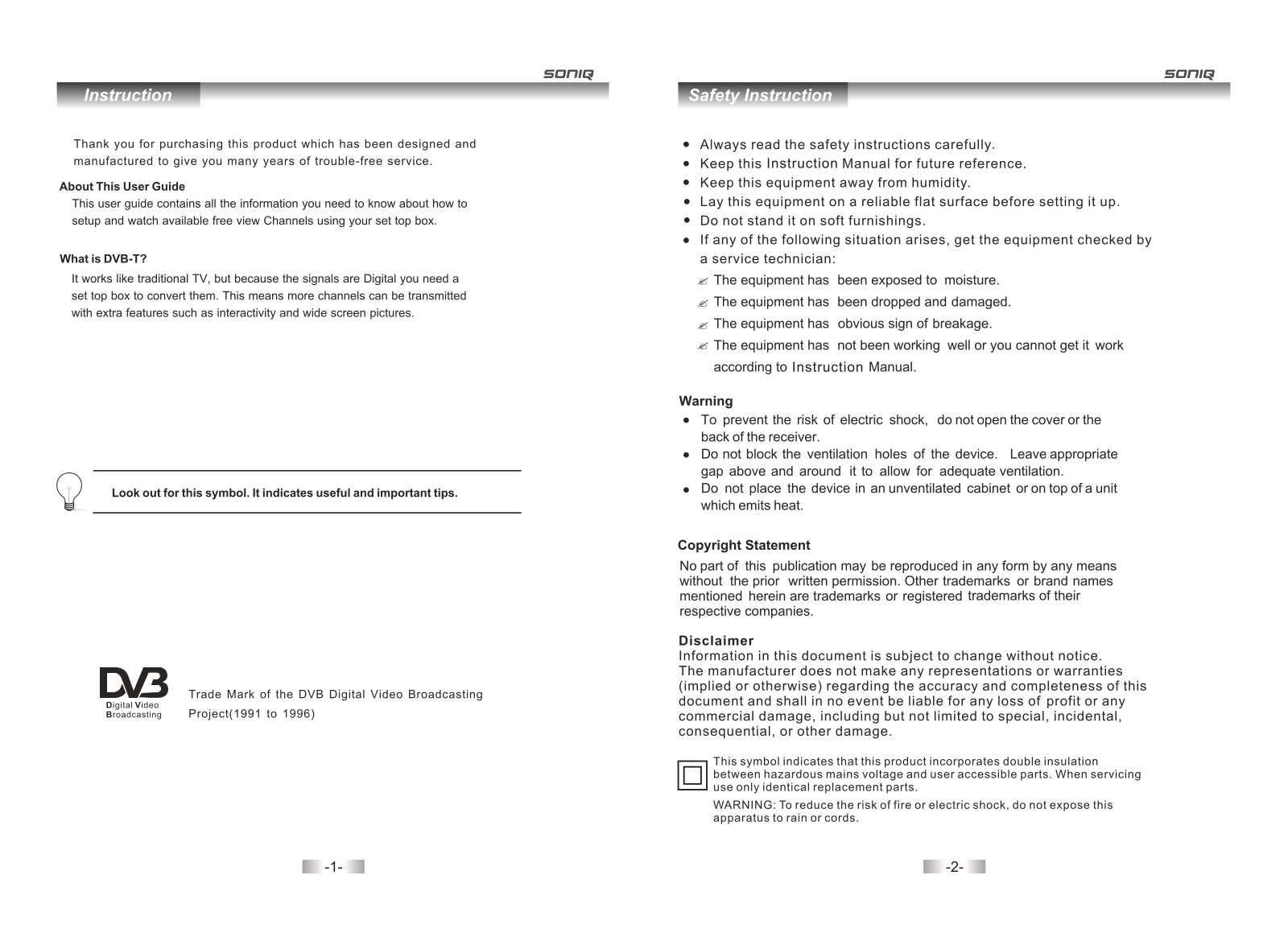 SONIQ QMD201B Instruction Manual