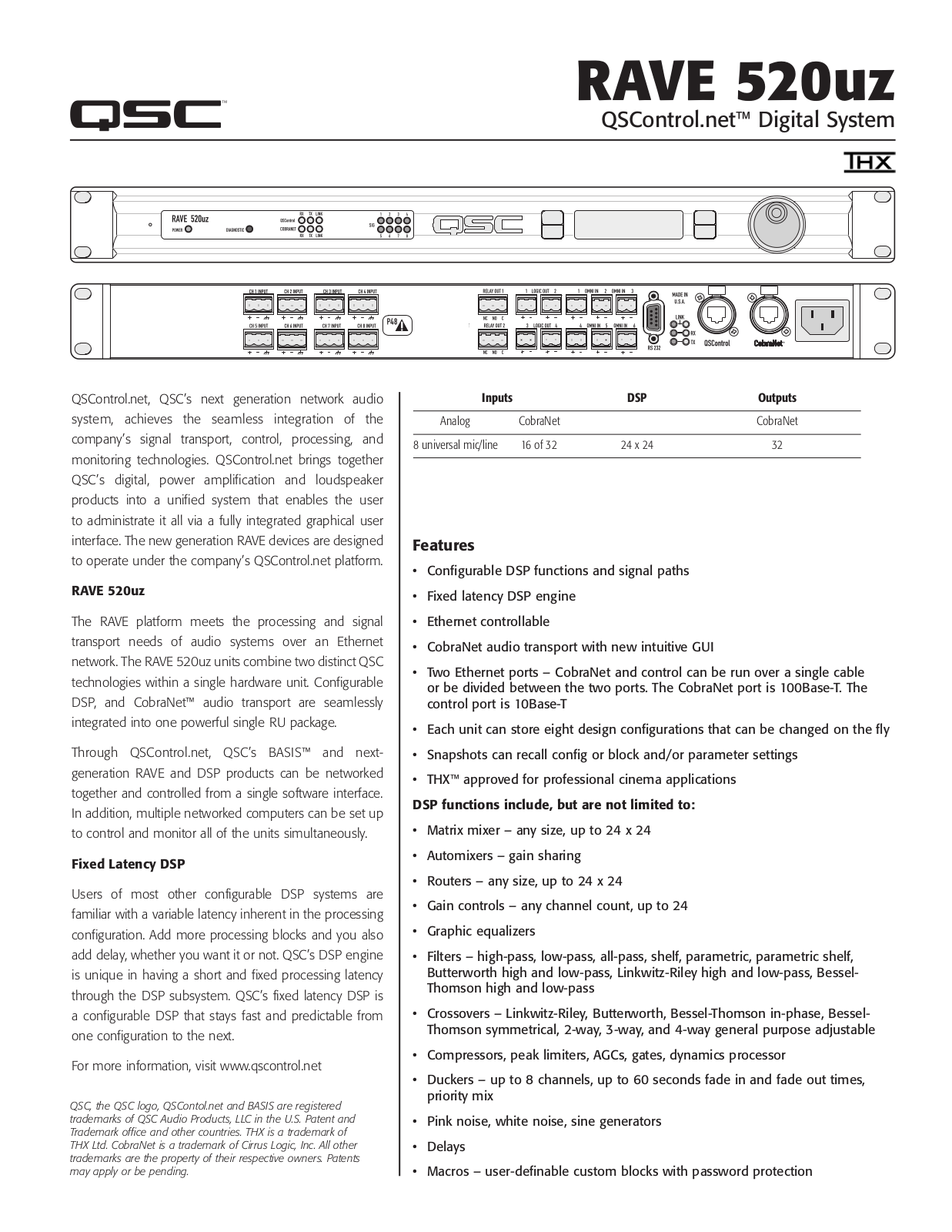 Qsc audio RAVE 520UZ User Manual