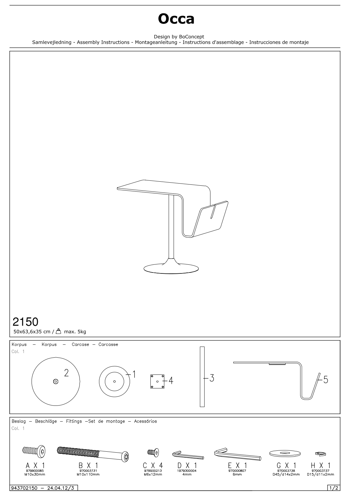 BoConcept 2150 Assembly Instruction