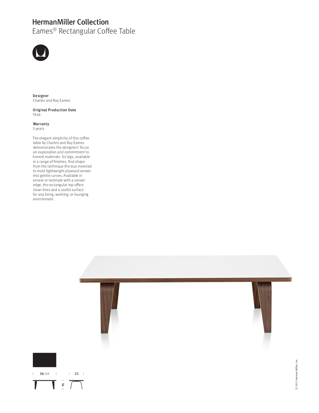 Herman Miller Eames Rectangular Coffee Table User Manual