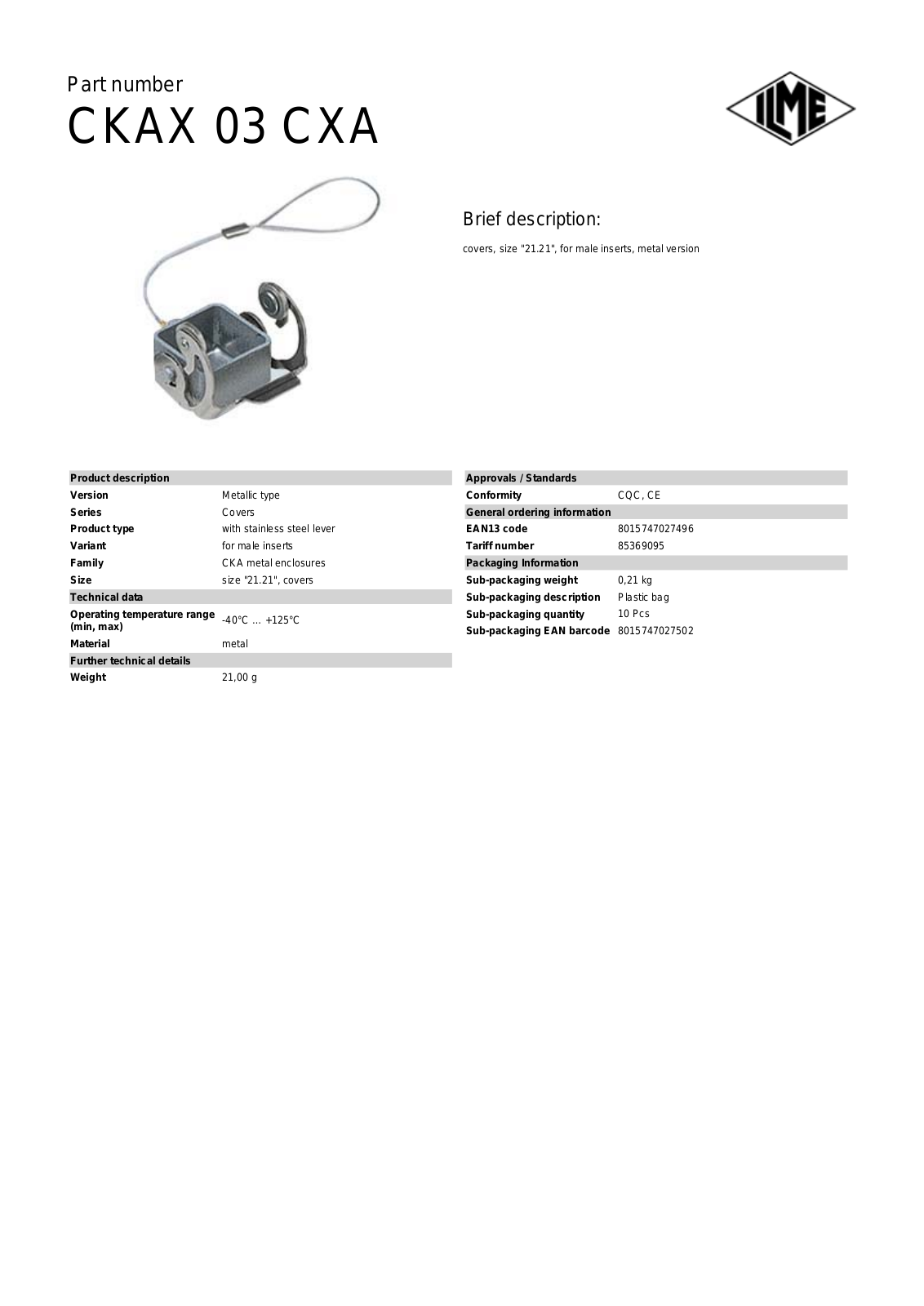 ILME CKAX-03CXA Data Sheet