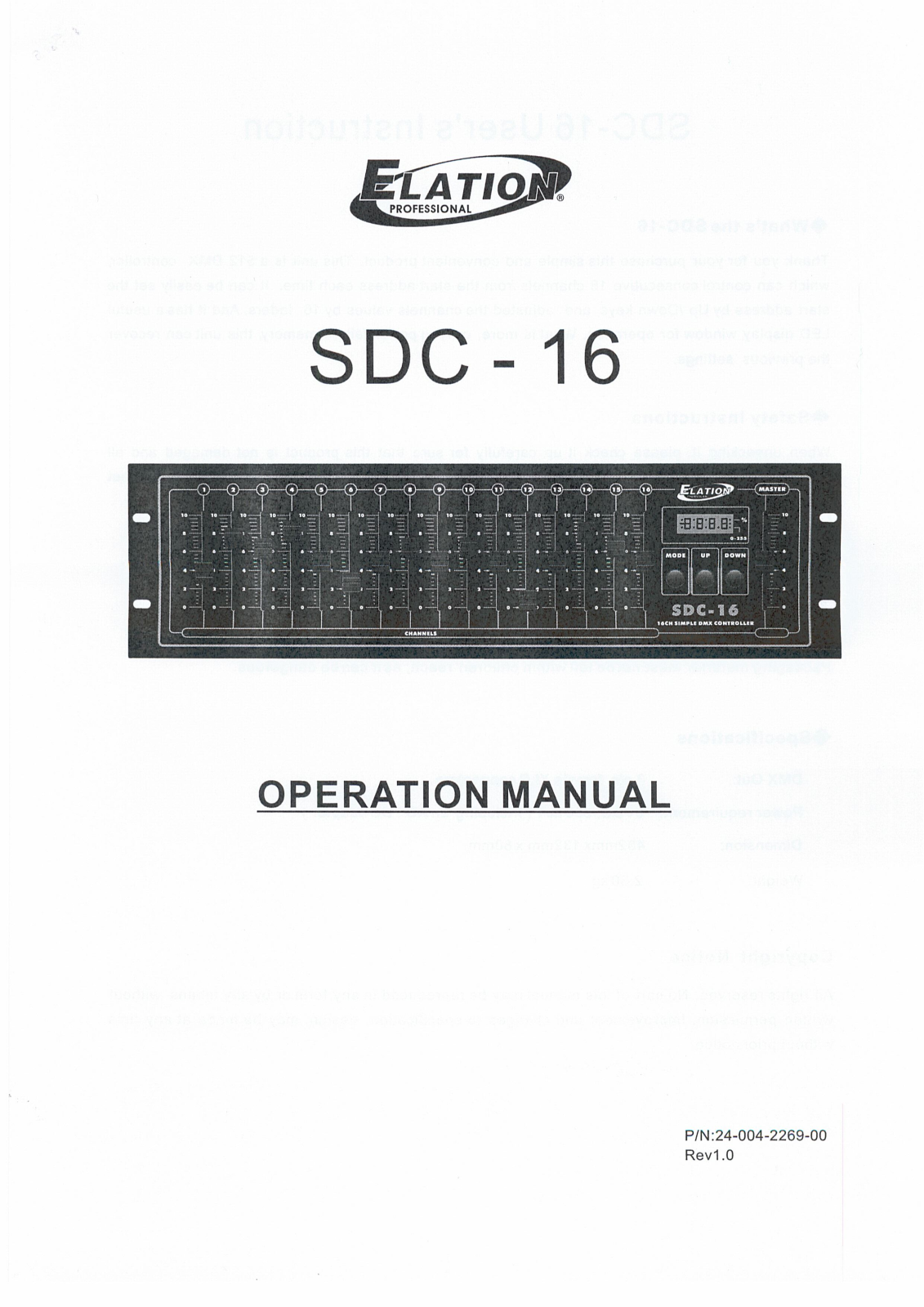 Elation SDC-16 User Manual