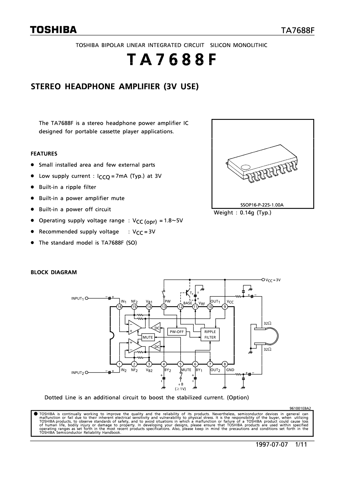 Toshiba TA7688F Datasheet