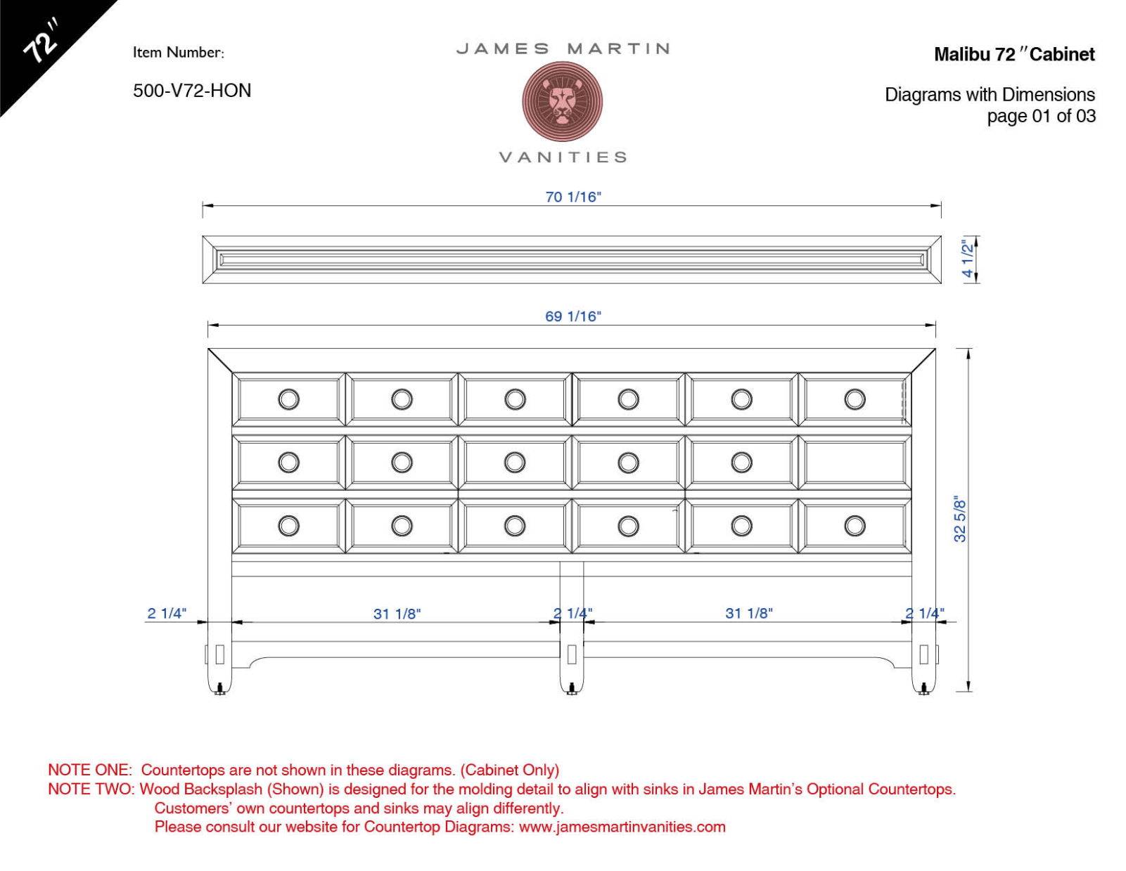 James Martin 500V72HON3OGLB, 500V72HON3ODSC, 500V72HON3OCAR, 500V72HON3EJP, 500V72HON3CSP Diagram