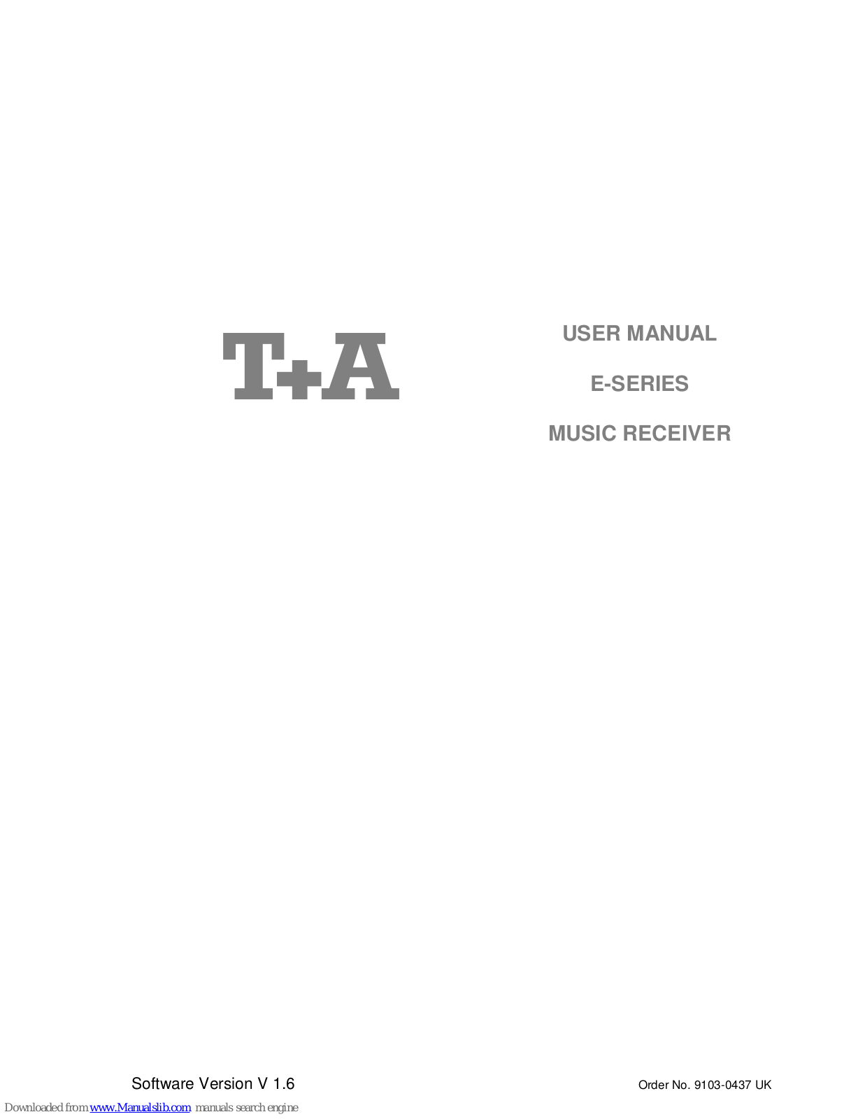 T+A Elektroakustik E-SERIES User Manual