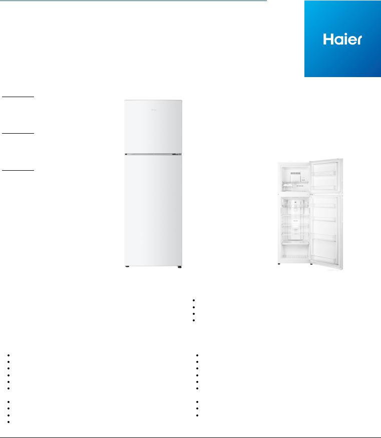 Haier HRF-297FW Specifications Sheet