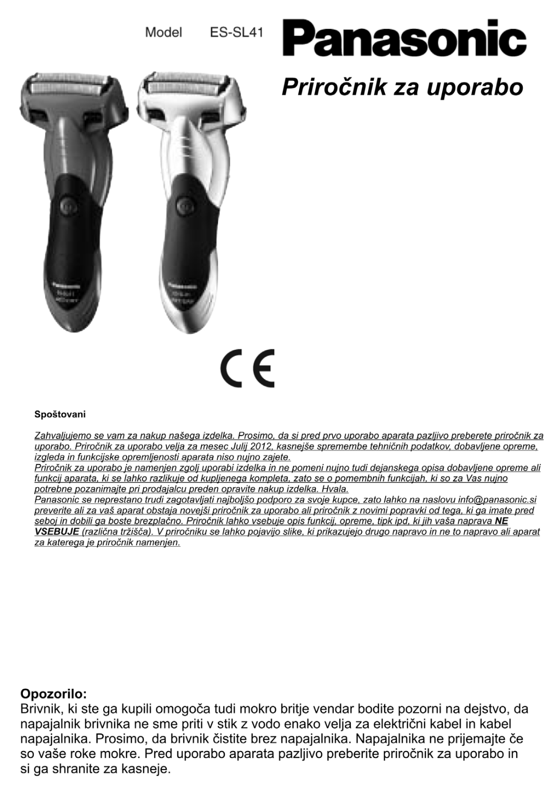 Panasonic ES-SL41 User Manual