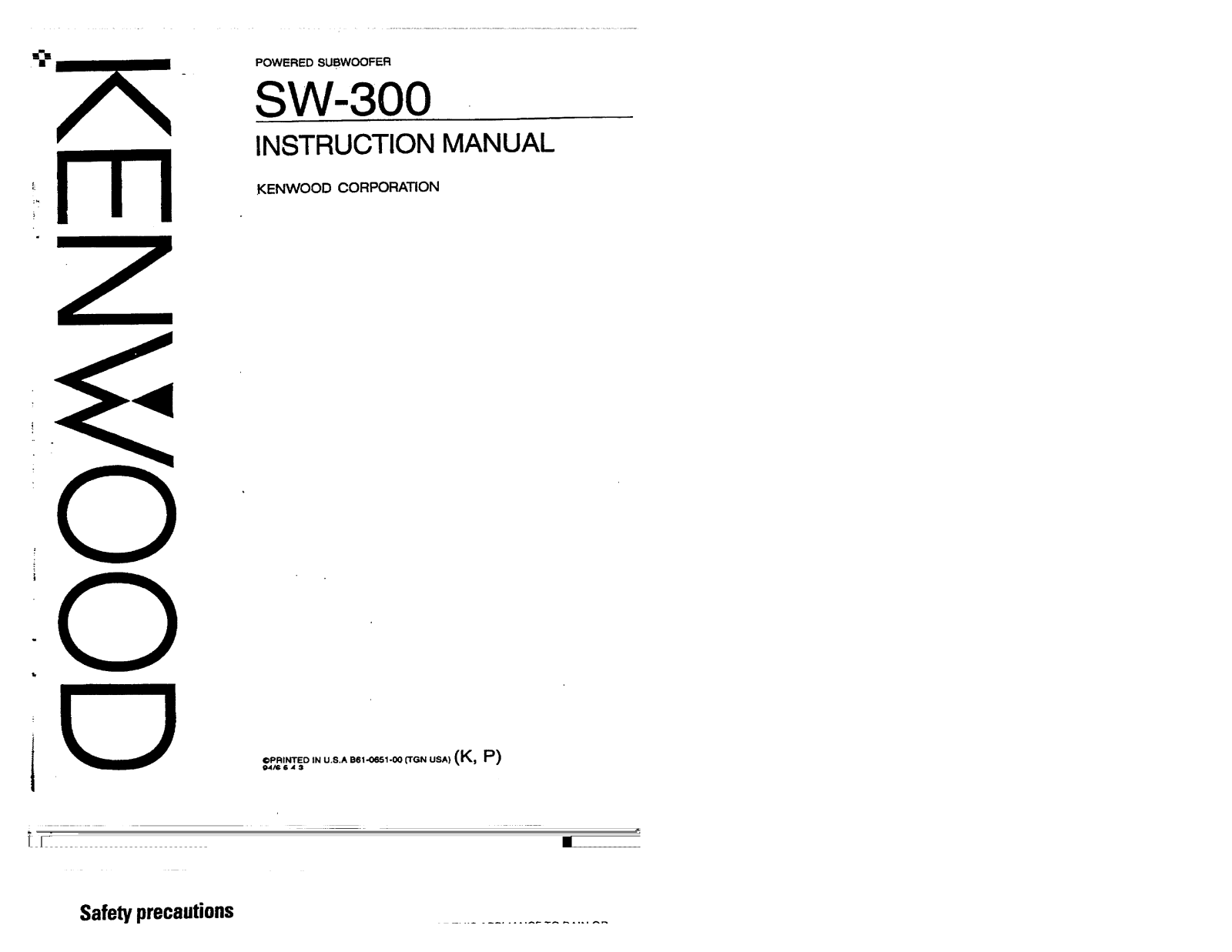 Kenwood SW-300 User Manual