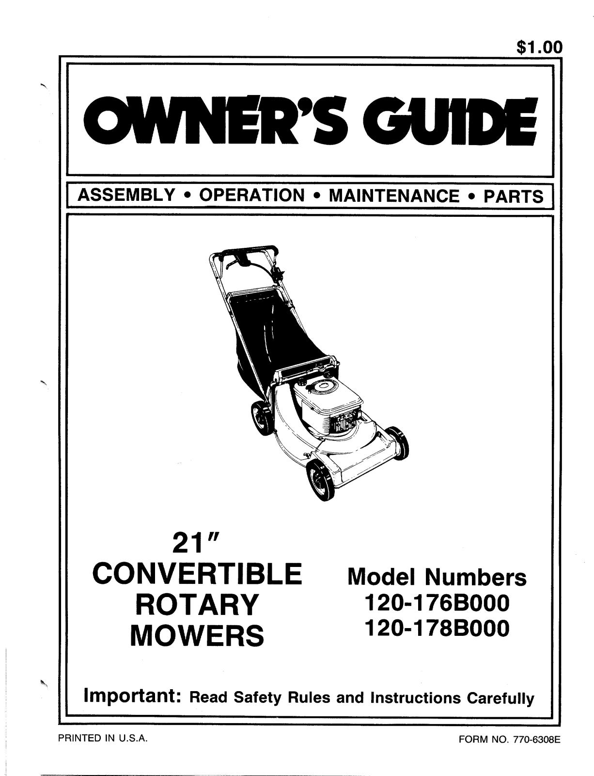 MTD 120-178B000, 120-176B000 User Manual