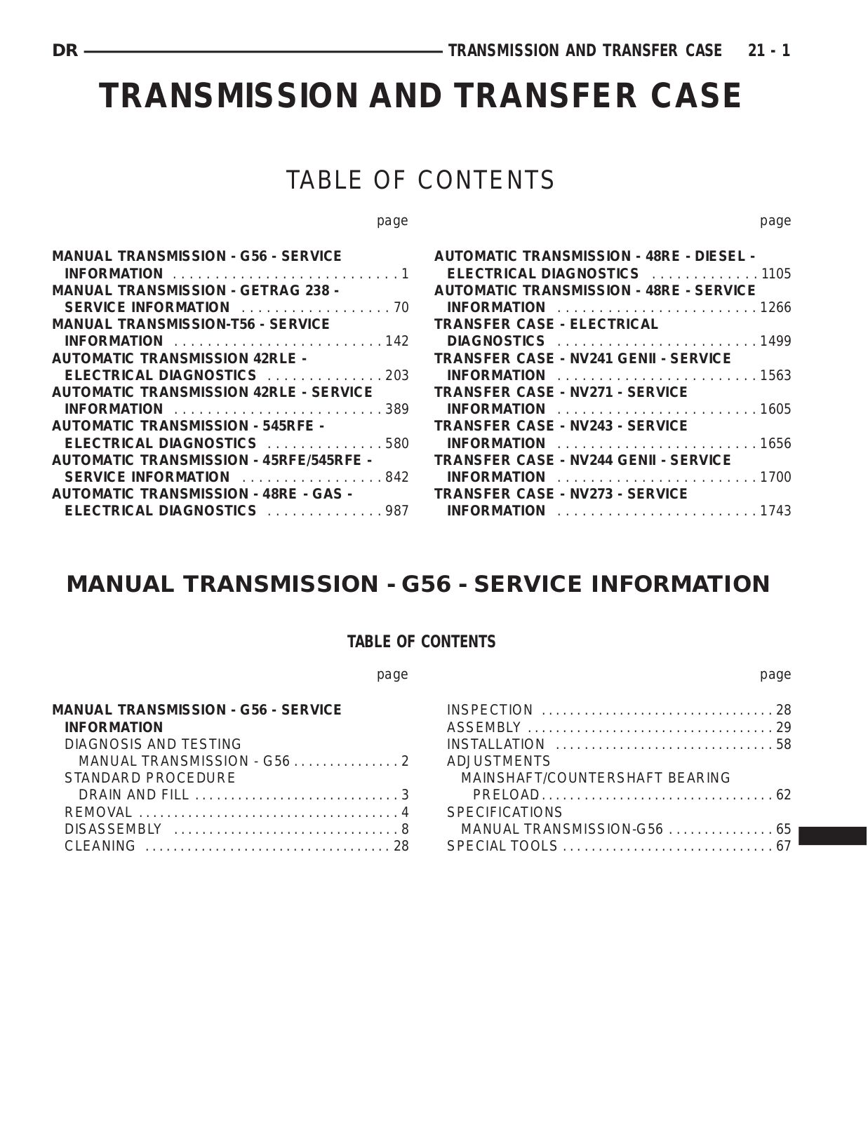 Dodge Transfer Case SRM 2006 Service Manual