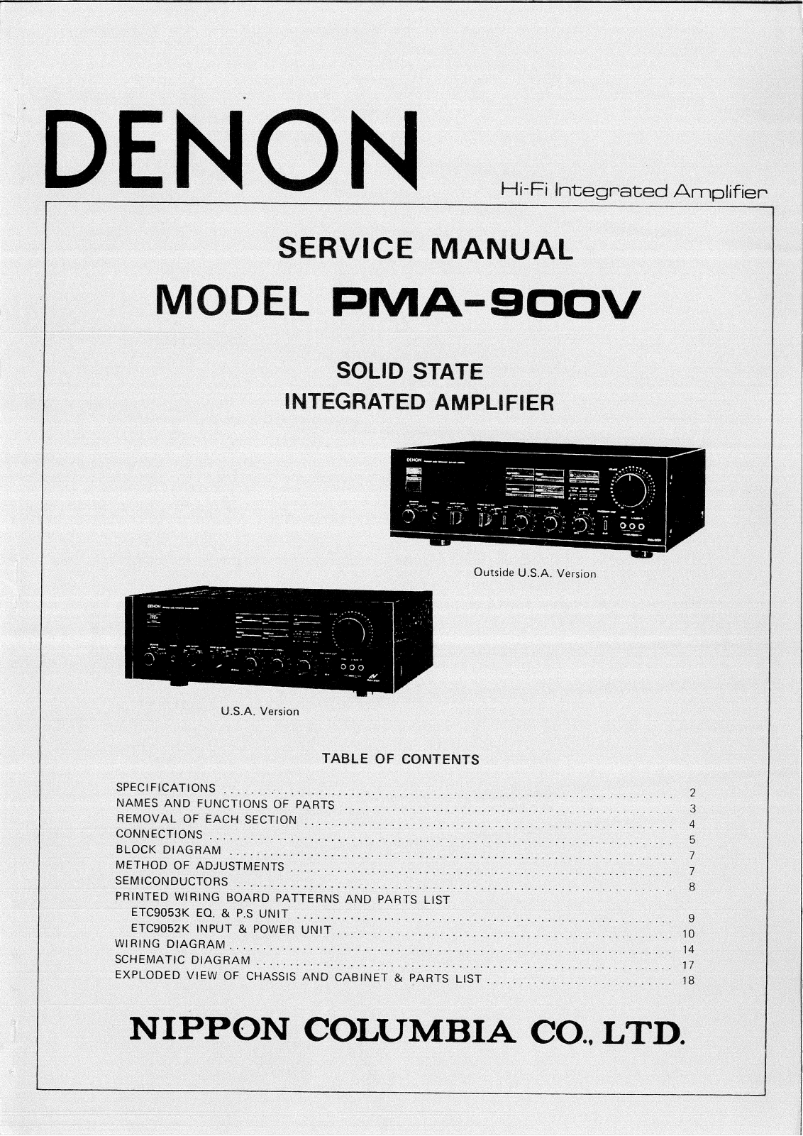 Denon PMA-900V Service Manual