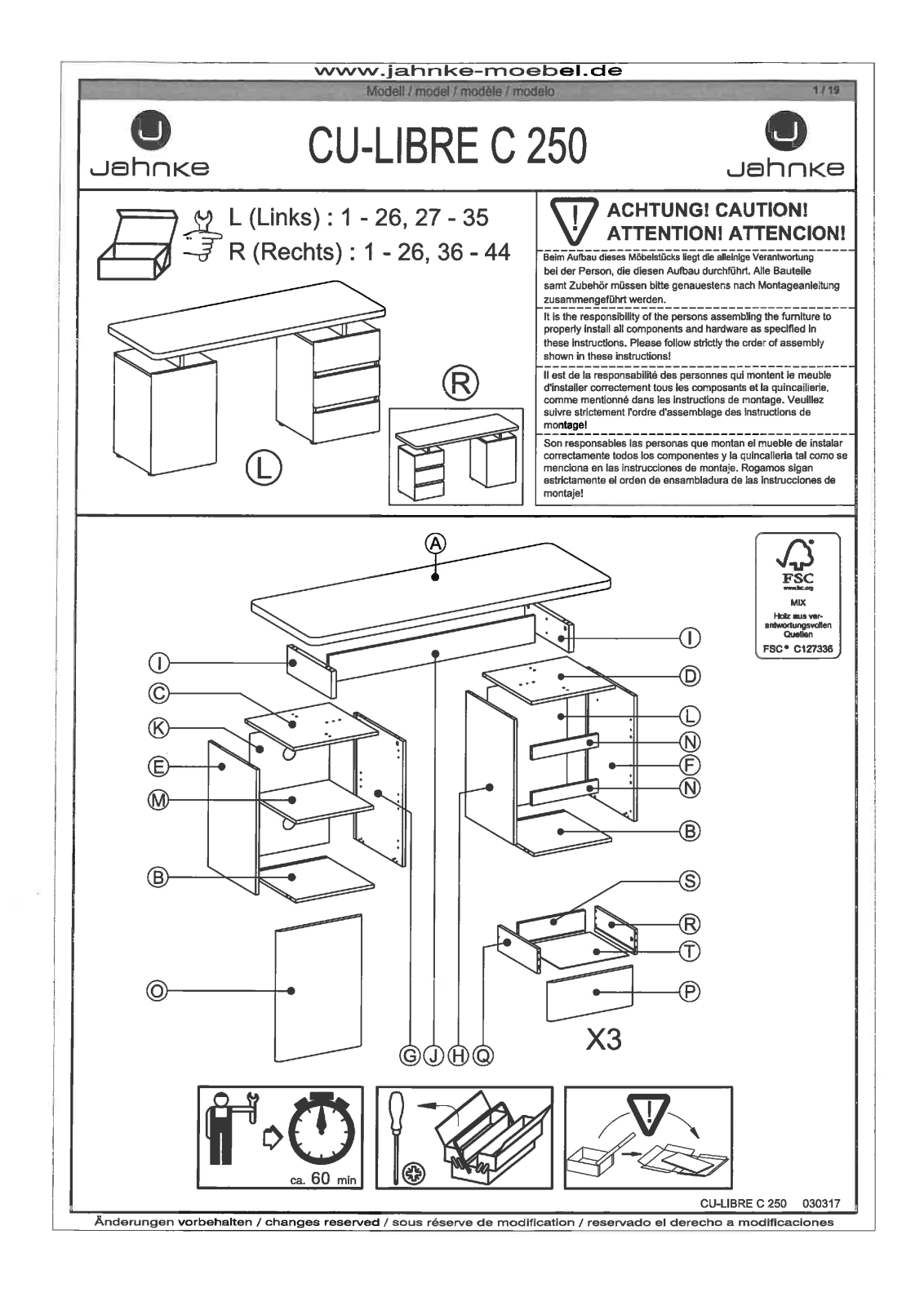 Jahnke CU-Libre C 250 Assembly instructions