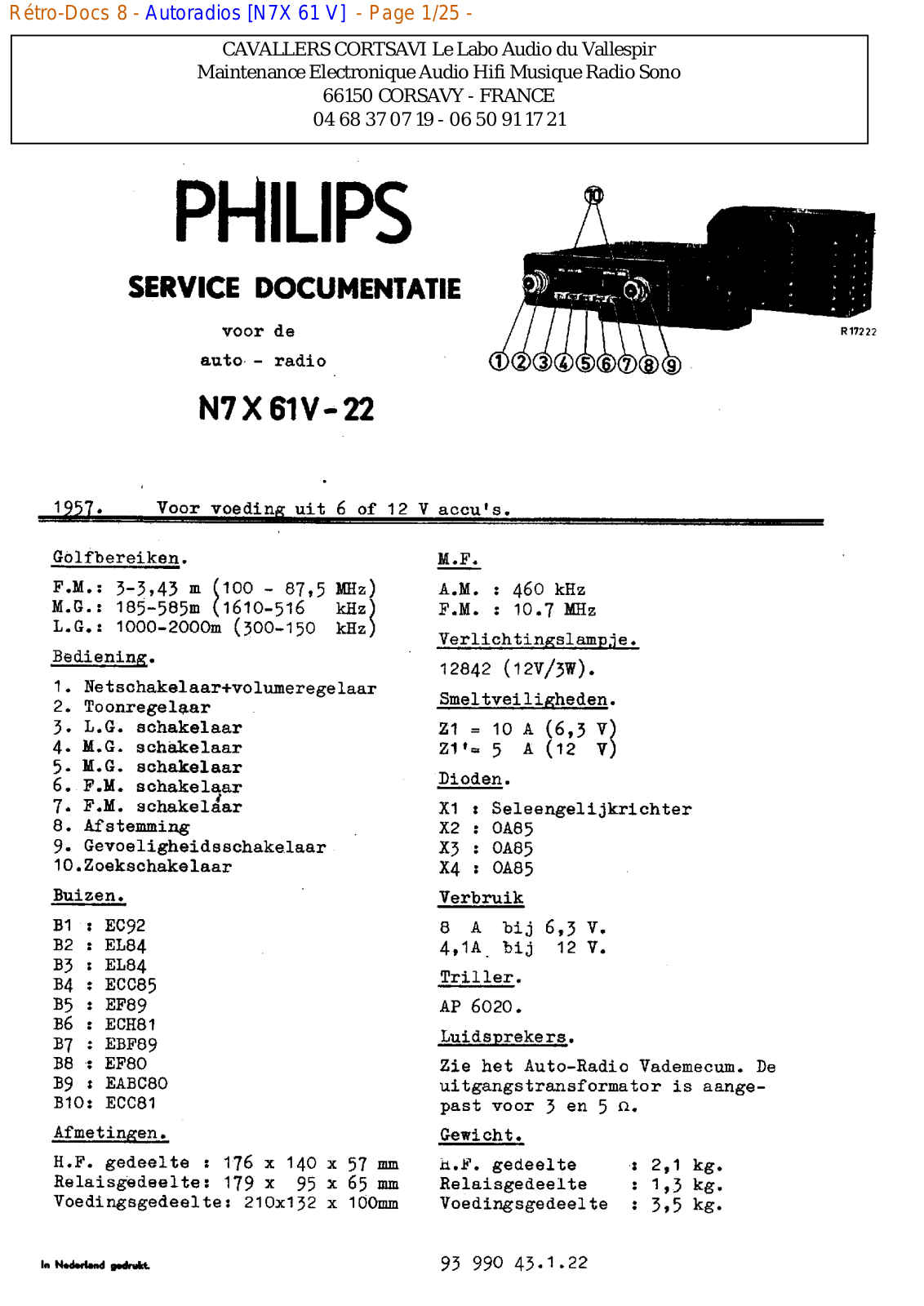 Philips n7x 61 v Datasheet - ManualMachine.com