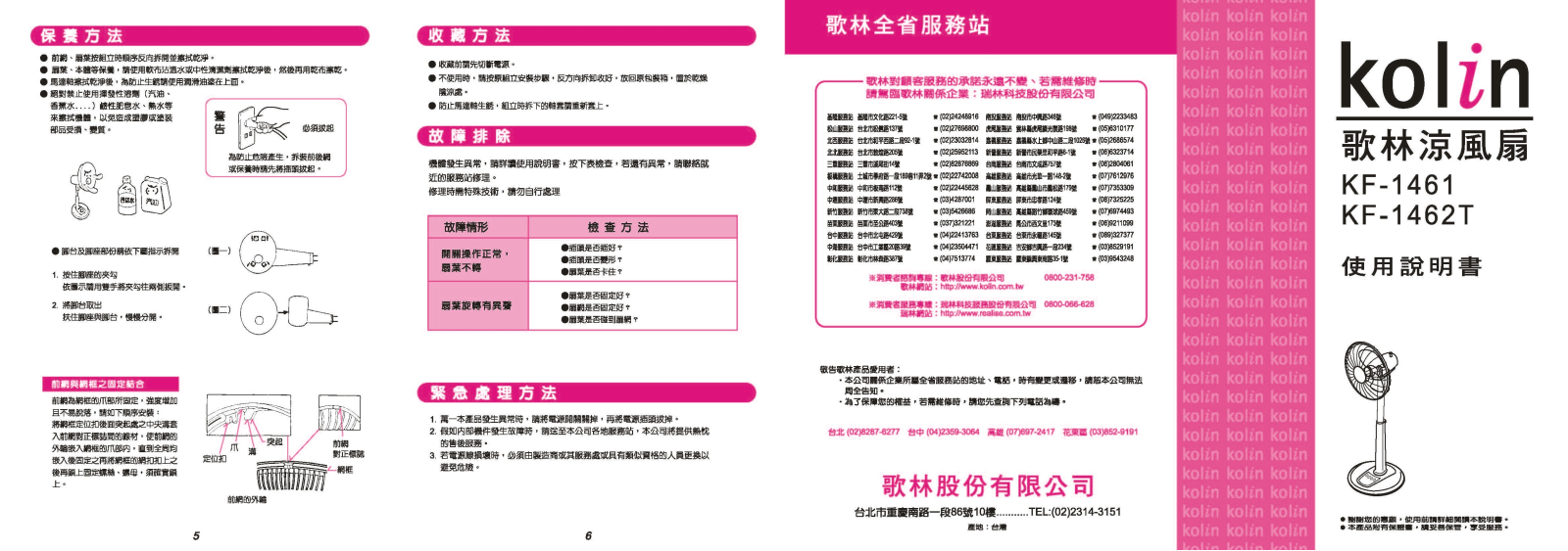 Kolin KF-1461, KF-1462T User Manual