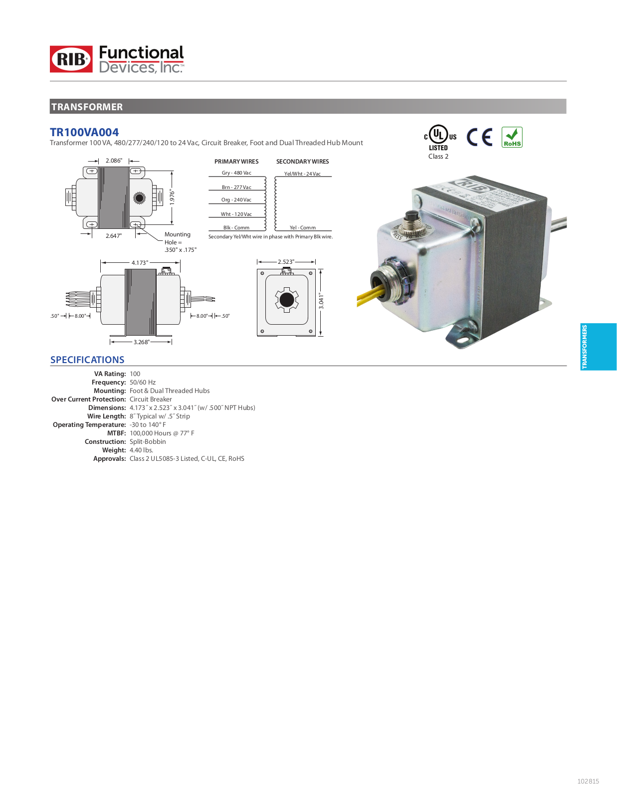 Schneider Electric TR100VA004 Data Sheet - ManualMachine.com