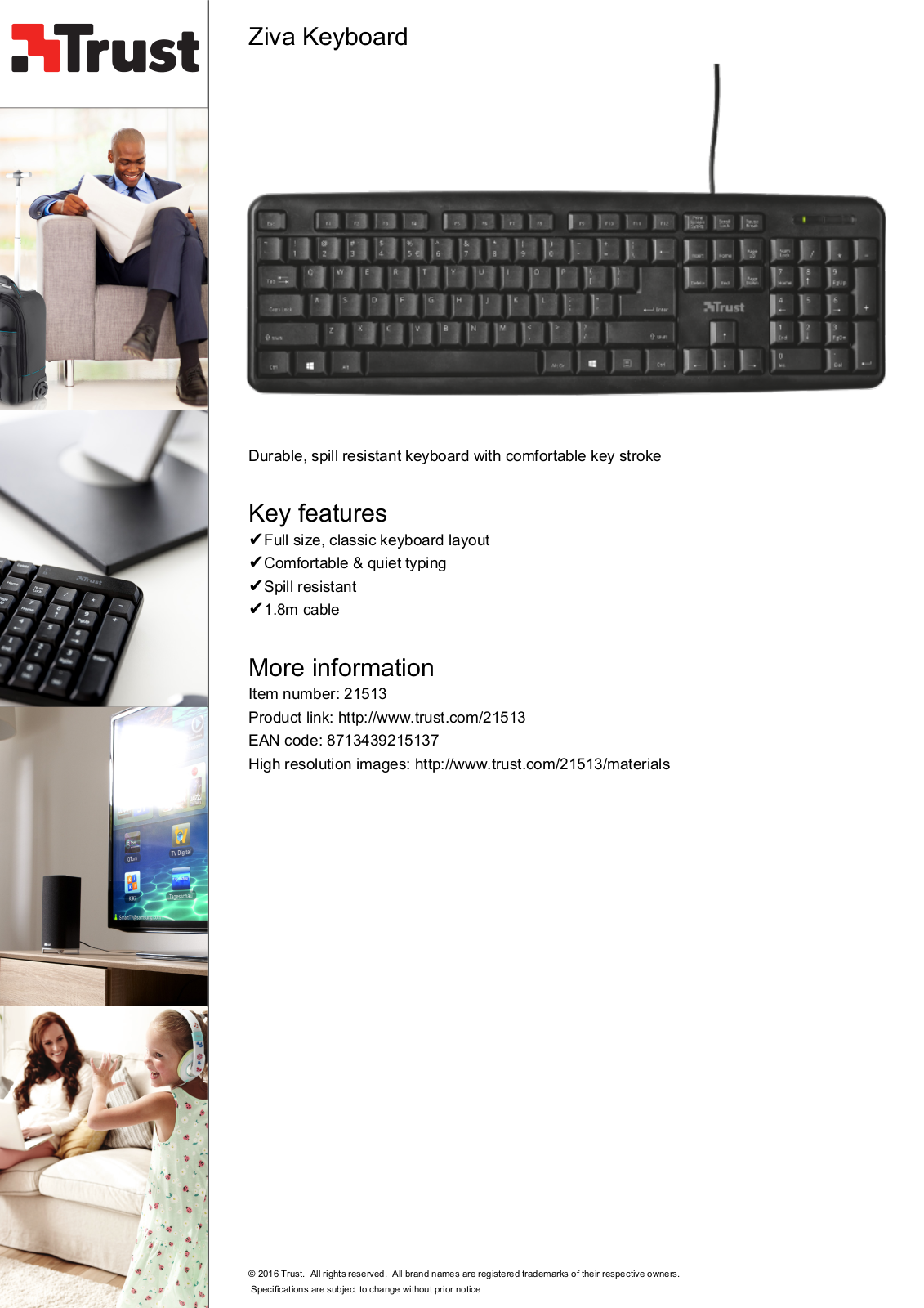 Trust Ziva Keyboard DE User Manual