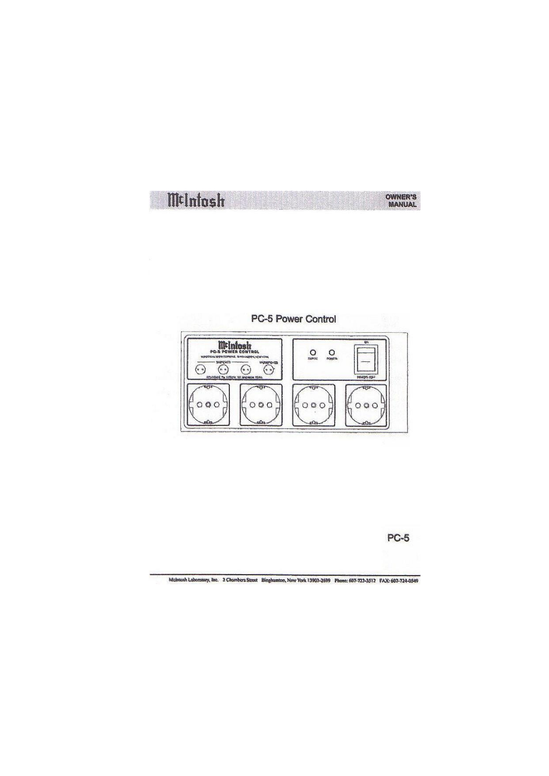 McIntosh PC-5 Owners manual