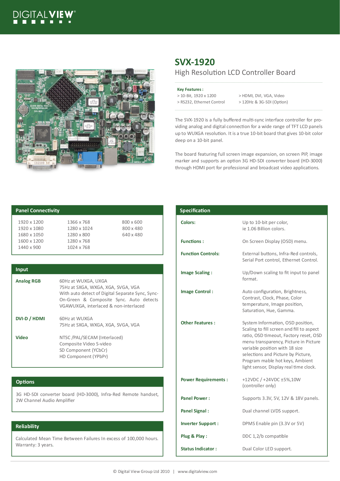 Digital VIEW SVX-1920 User Manual