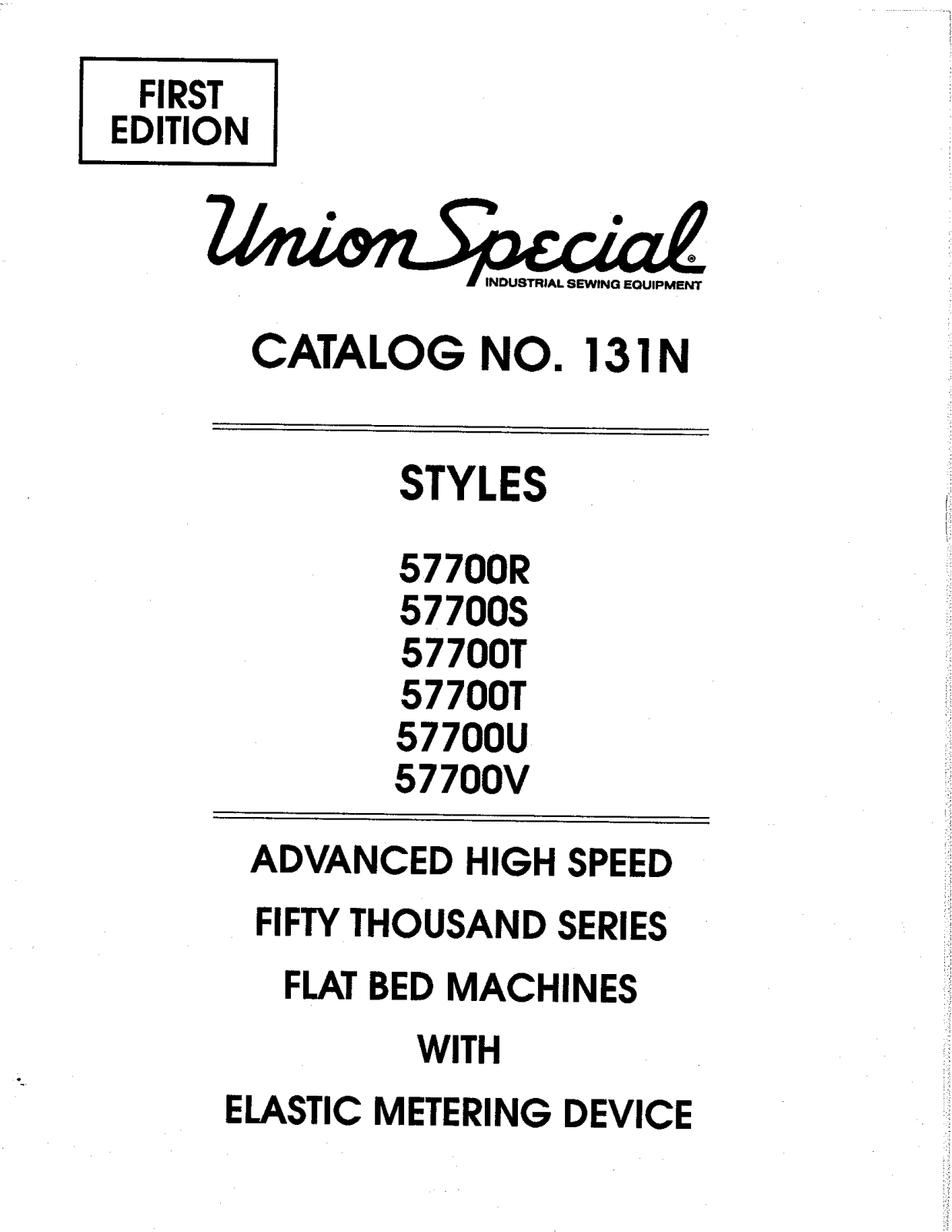 Union Special 57800E, 57800M, 57800N, 57800P, 57800U Parts List