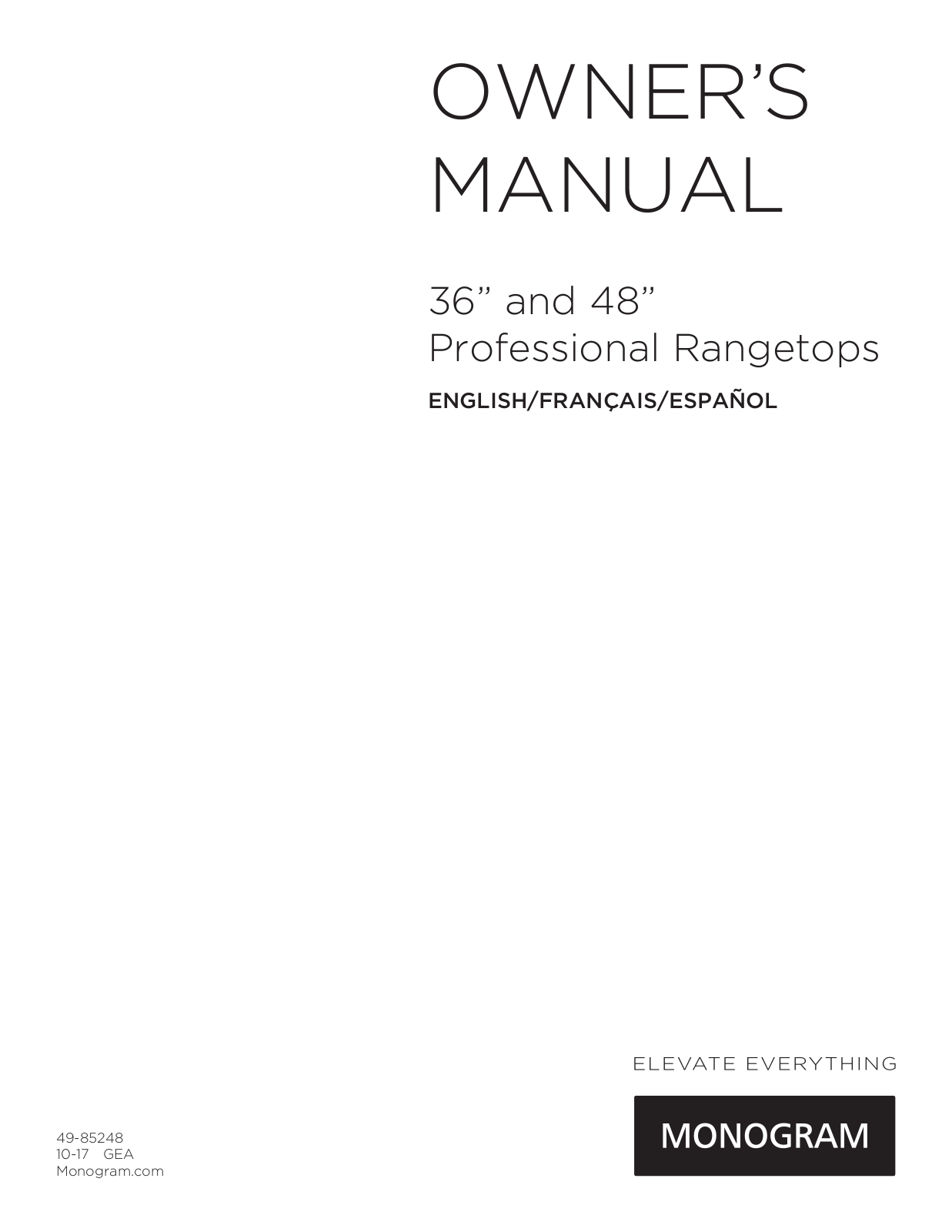 Monogram ZGU486NDPSS, ZGU364NDPSS User Manual