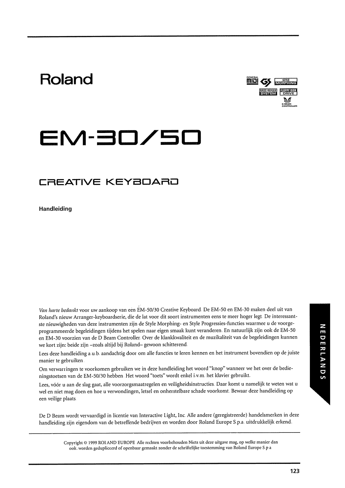 Roland EM-30, EM-50 MIDI IMPLEMENTATION