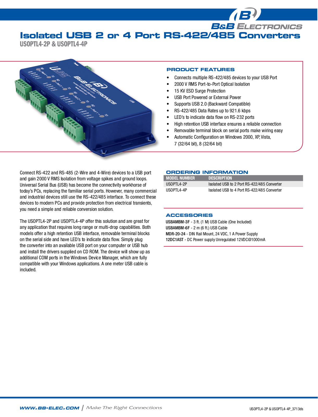 B&B Electronics USOPTL4-4P Datasheet