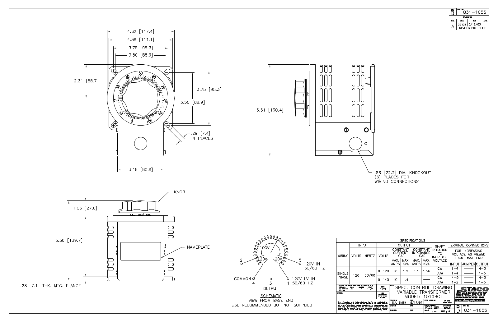 Staco Energy 1010BCT Dimensional Sheet - ManualMachine.com