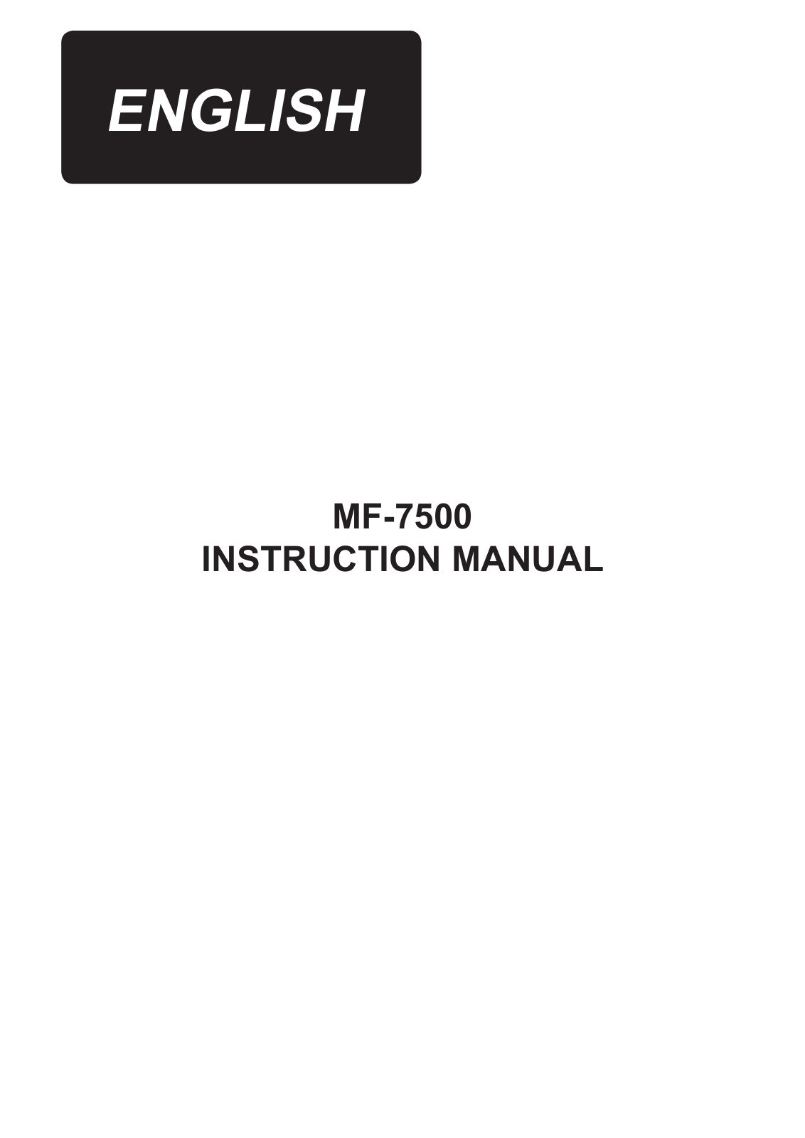 JUKI MF-7500 Instruction Manual