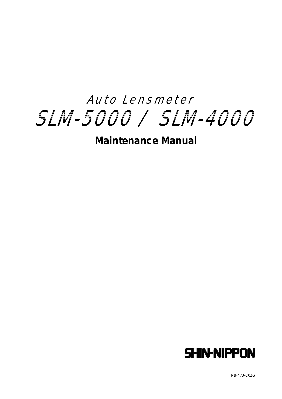 Shin-Nippon SLM-4000, SLM-5000 Service manual