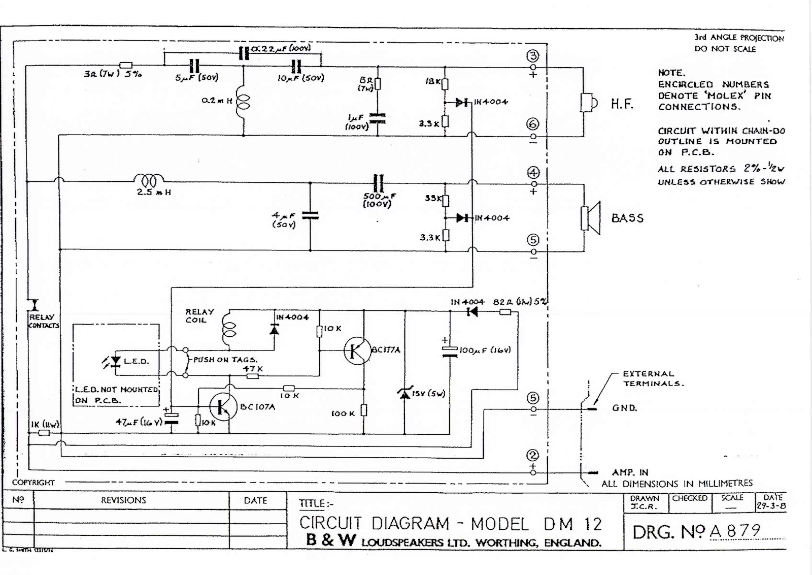 Bowers and Wilkins DM-12 Schematic