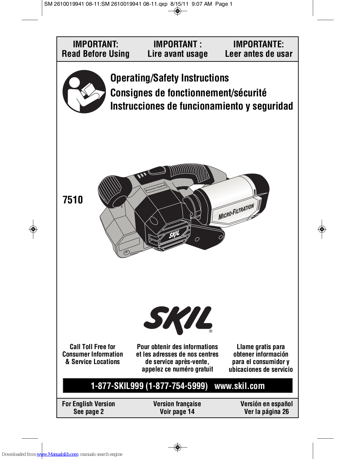 Skil 7510 Operating/safety Instructions Manual