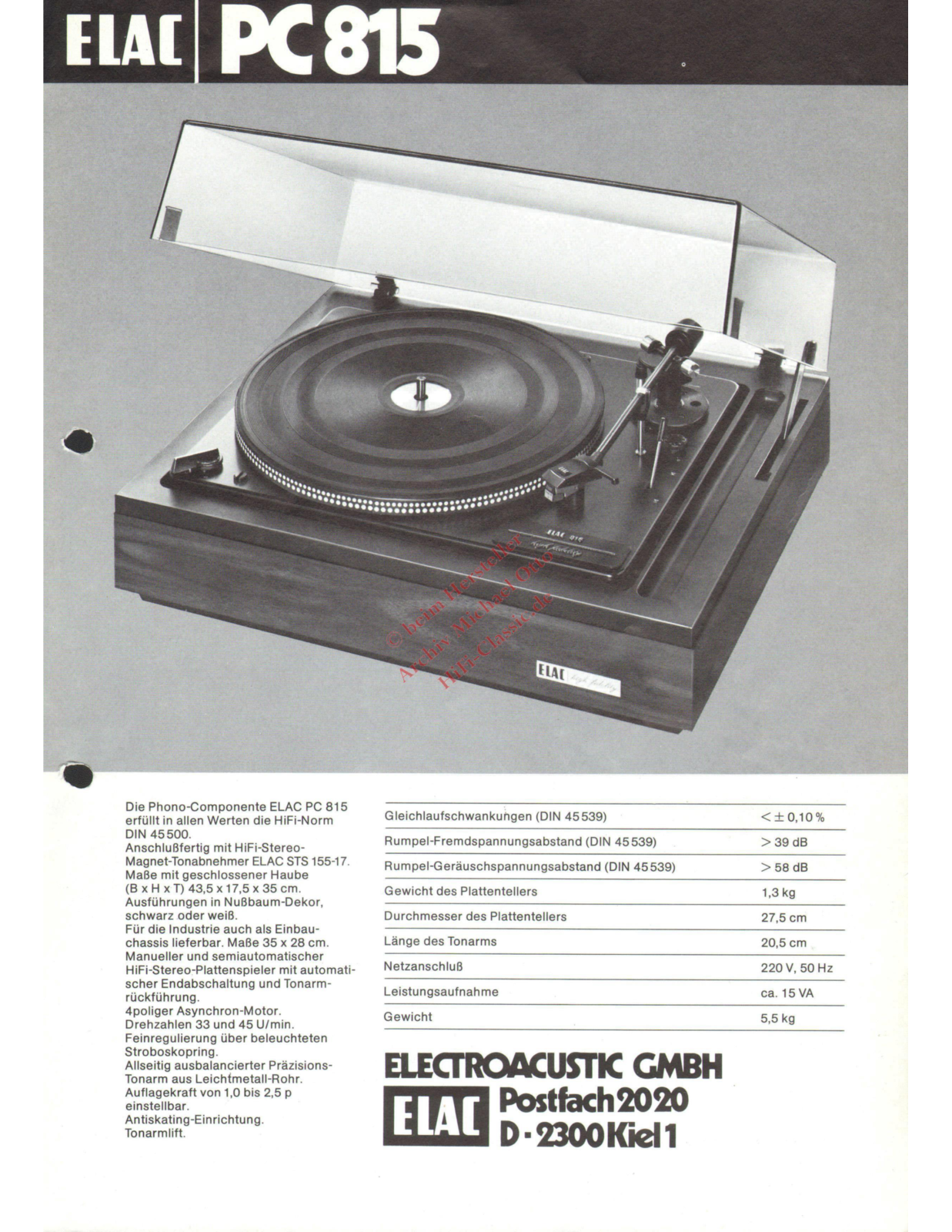 Elac PC 815 datasheet - ManualMachine.com