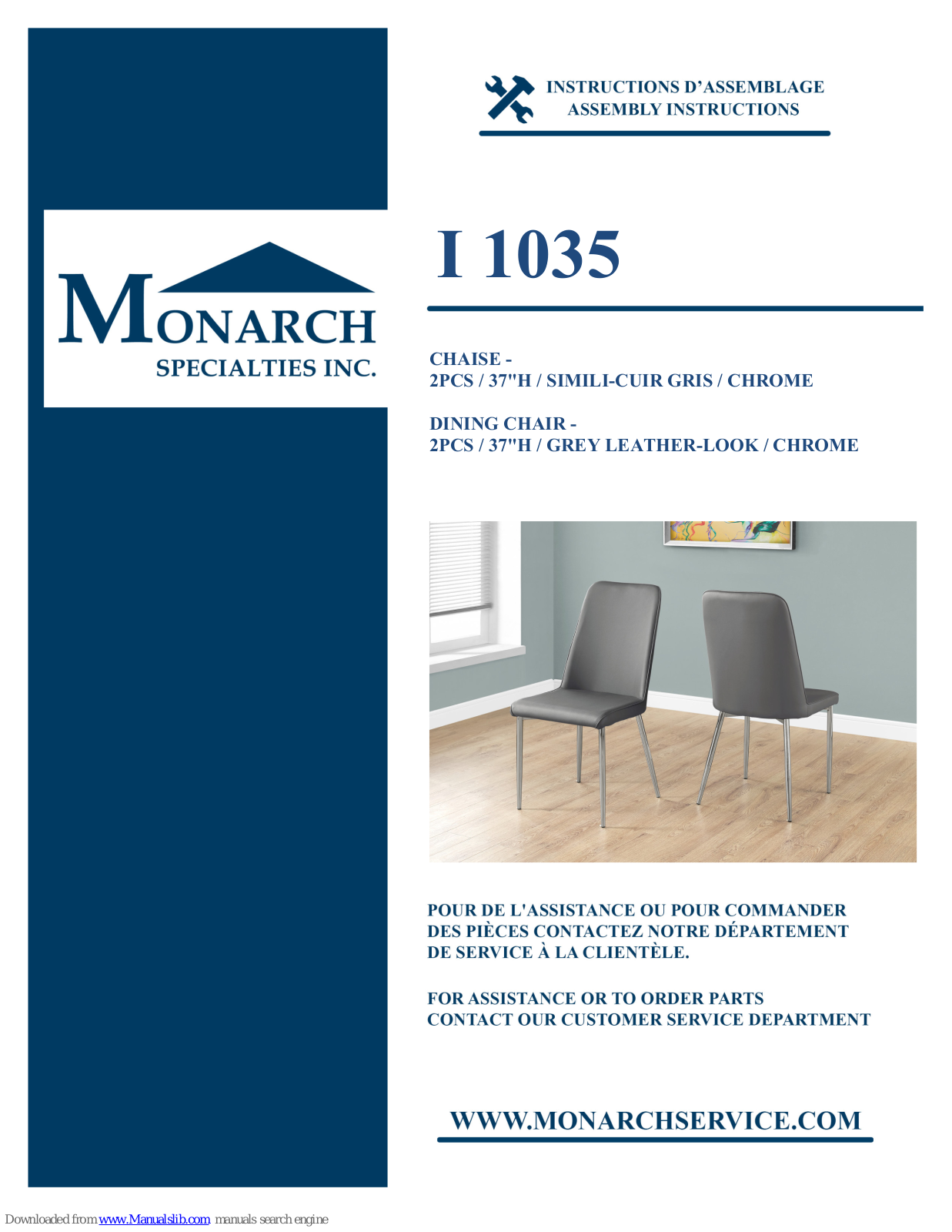 Monarch Specialties I 1035 Assembly Instructions Manual