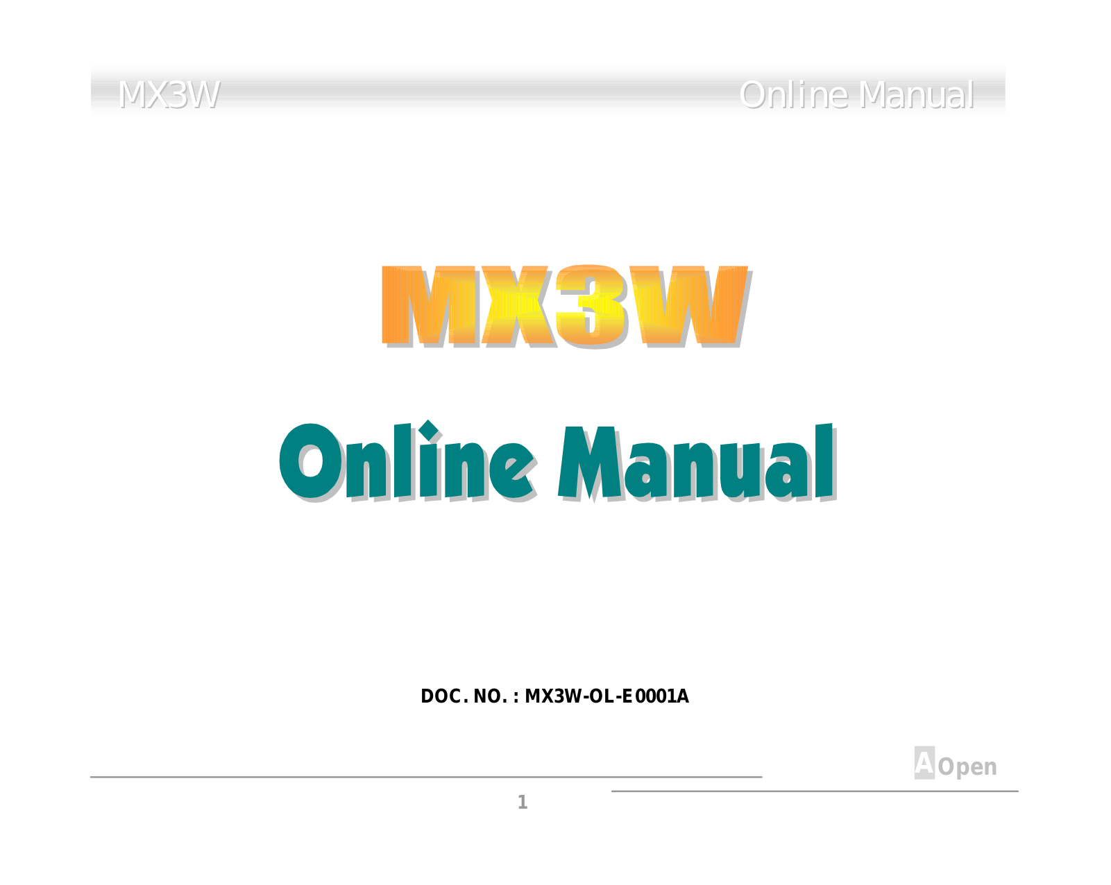 AOpen MX3W User Manual