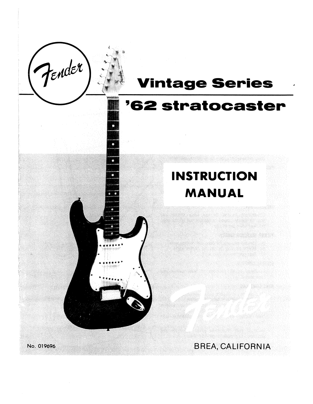 Fender 62-Stratocaster Operation Manual