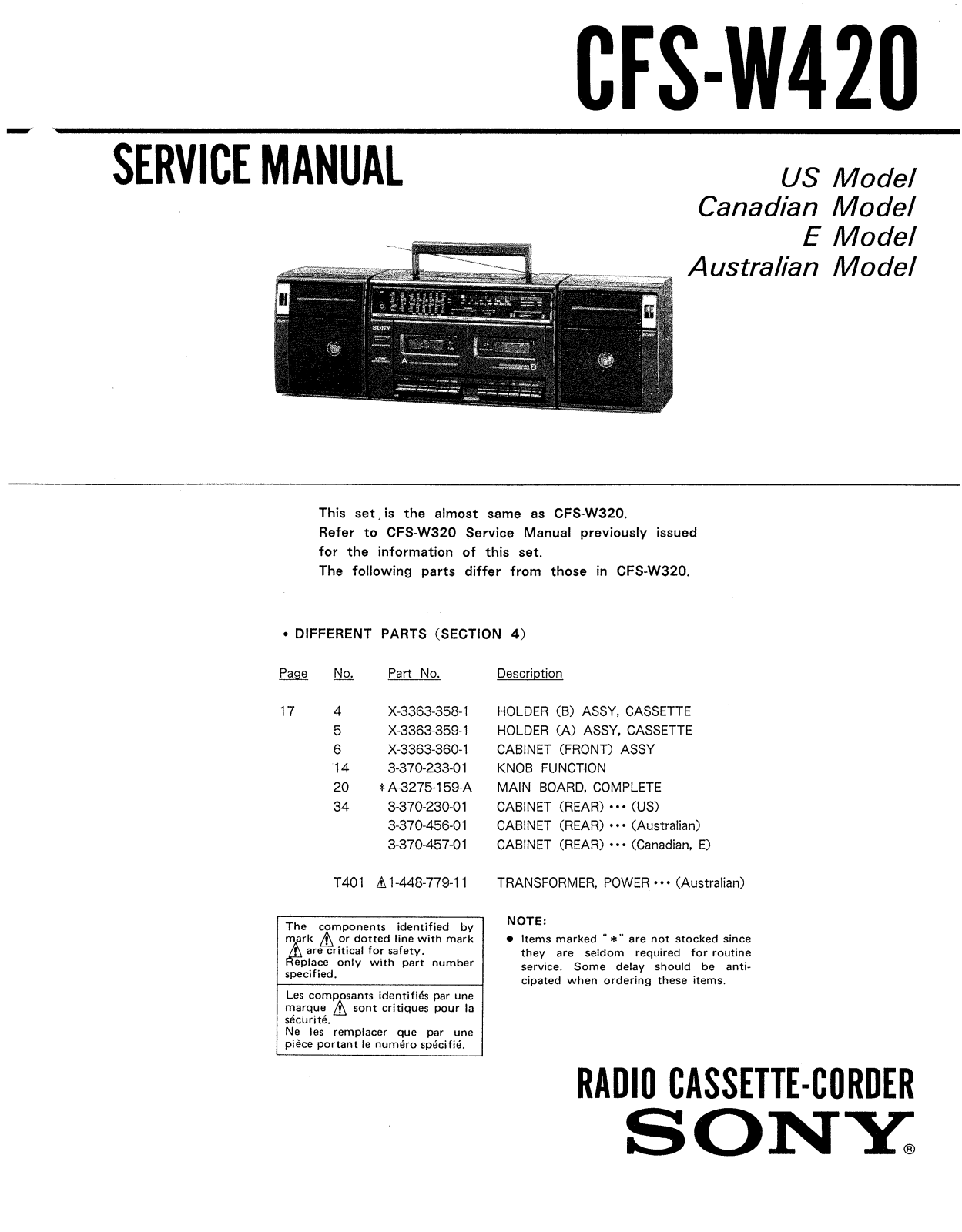 Sony CFSW-420 Service manual