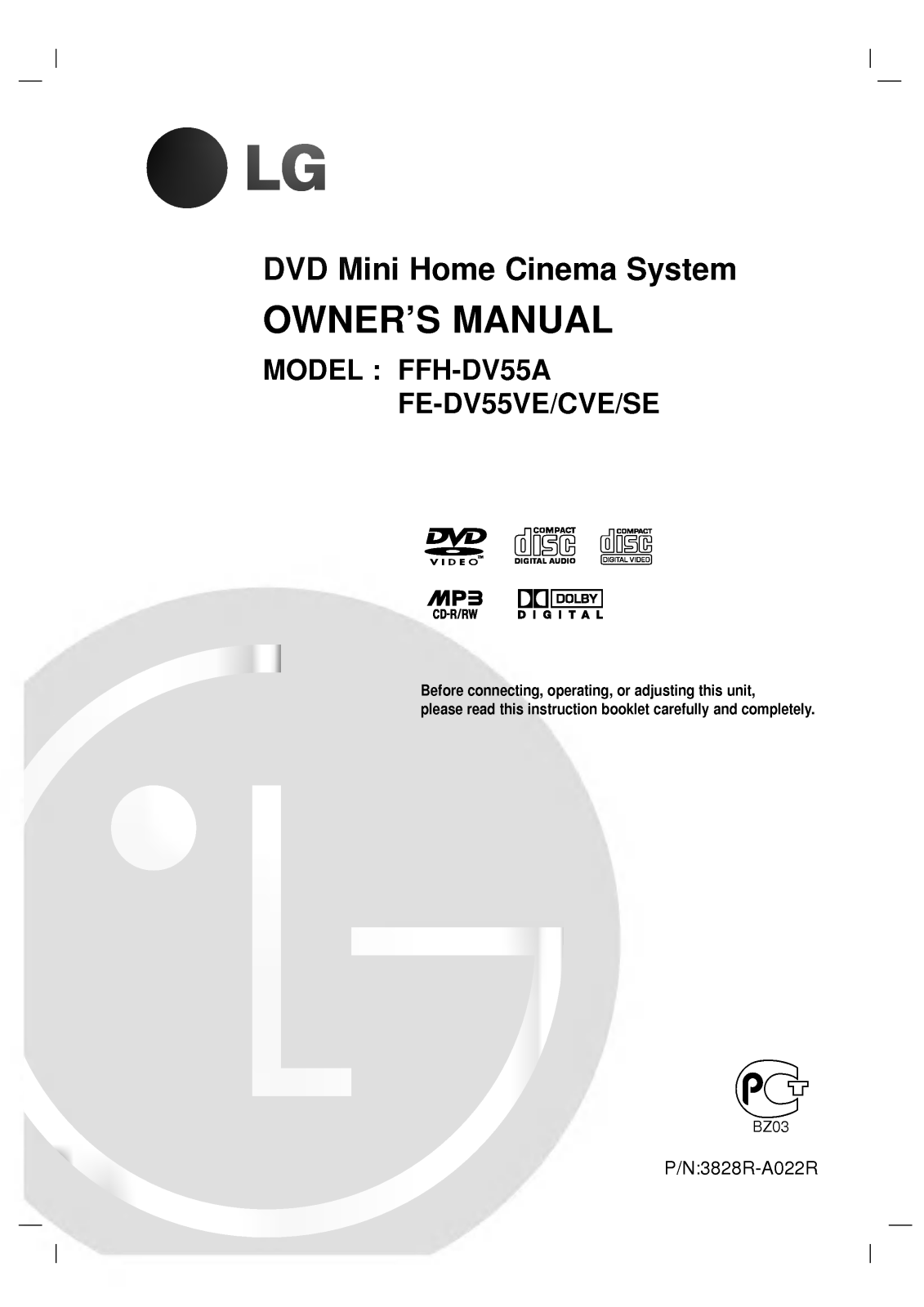 LG FFH-DV55AX User Manual